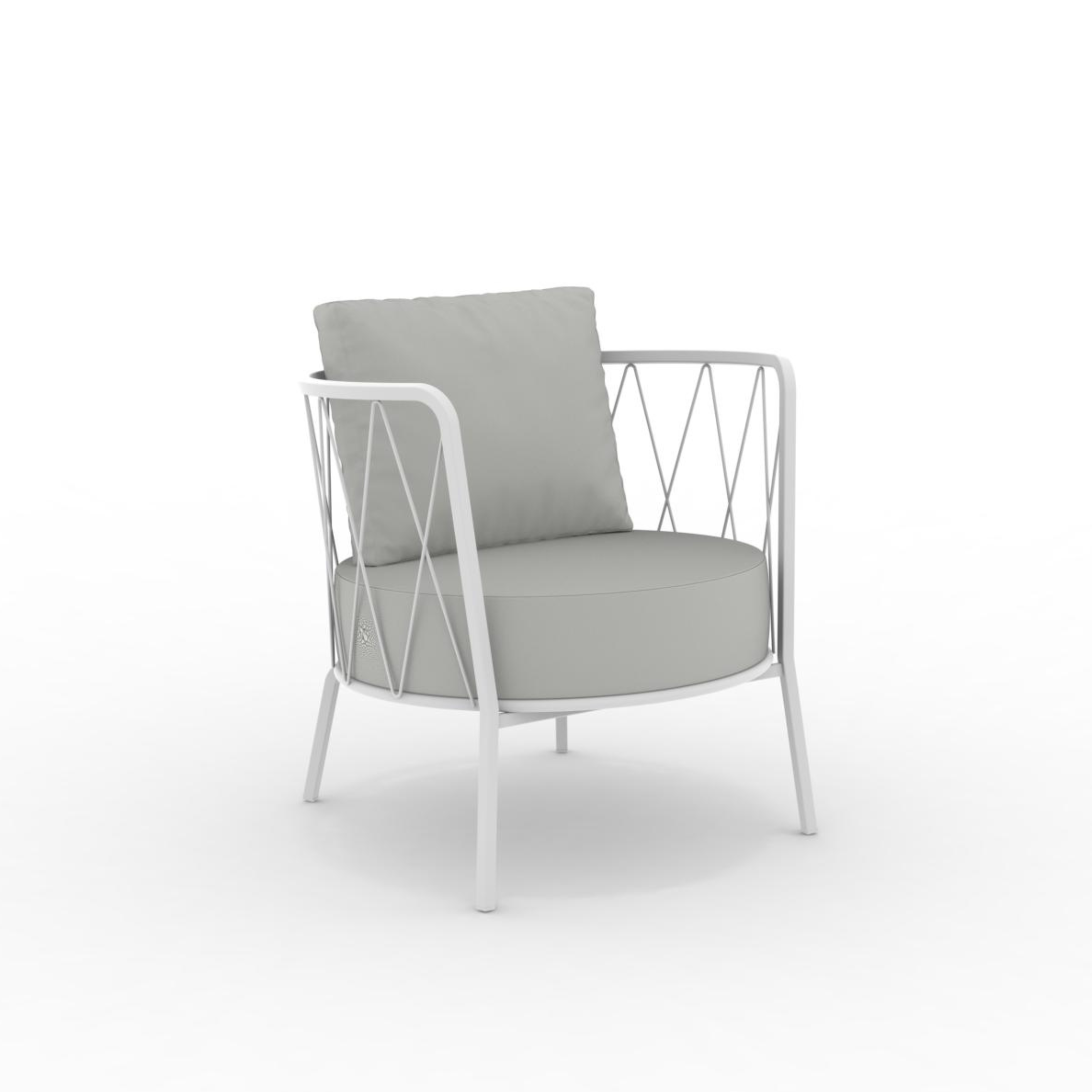 Low armchair in galvanized metal "Daisy12" garden lounge chair 73x73 cm 71h