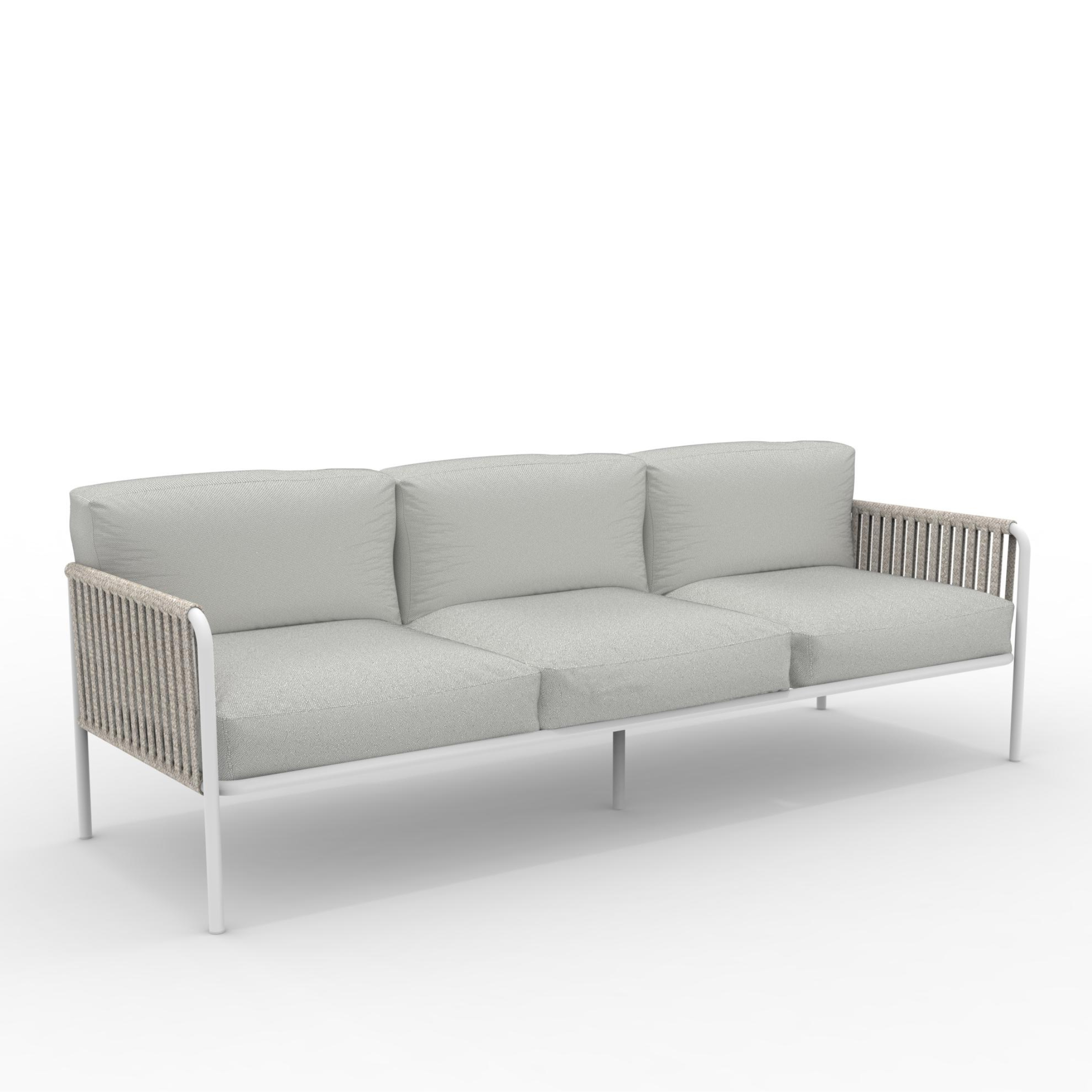 3-seater sofa with rope backrest "Key West3" with cushions cm 240x83 78h