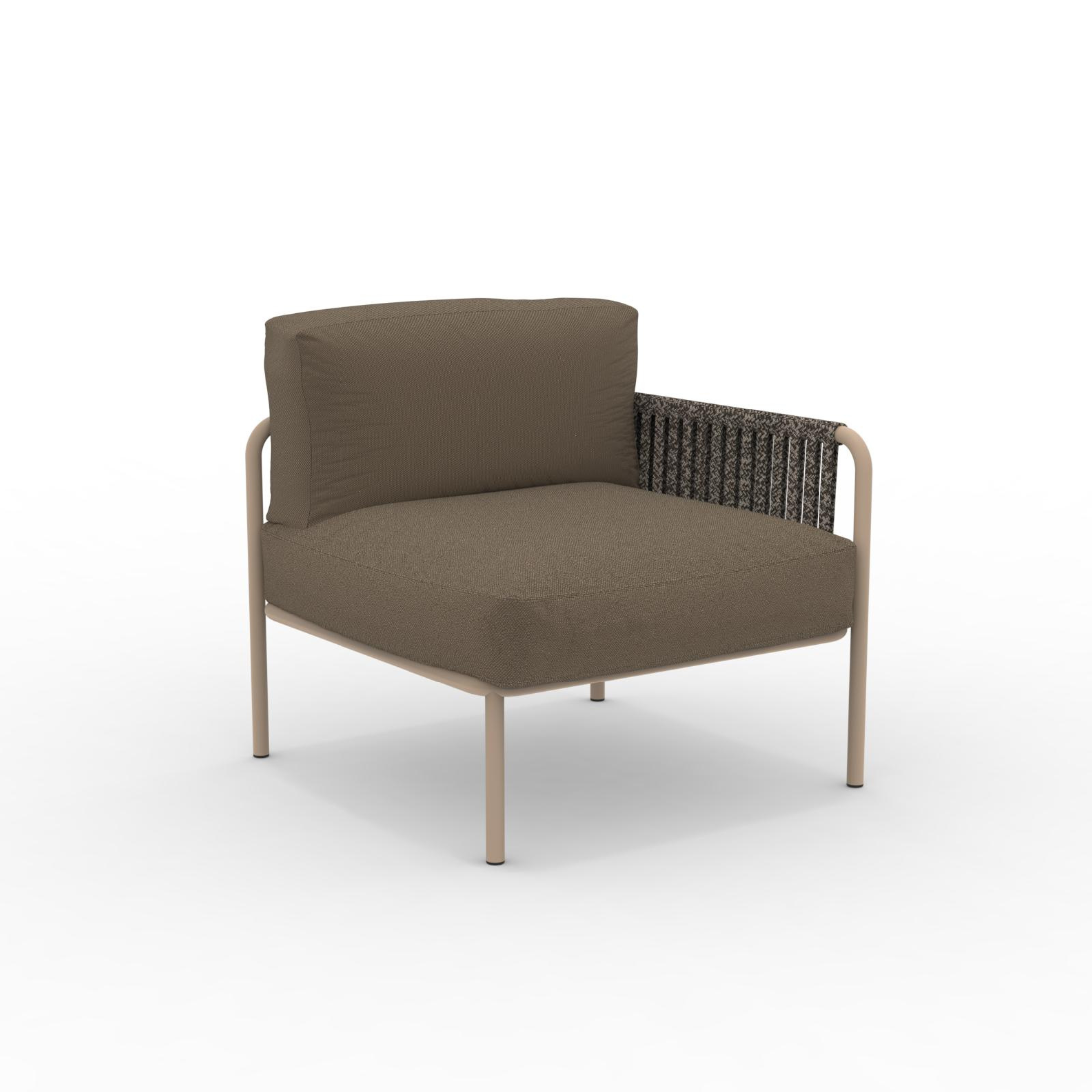 Corner sofa module with "Key West" rope backrest and cushions 80x80 cm 64h