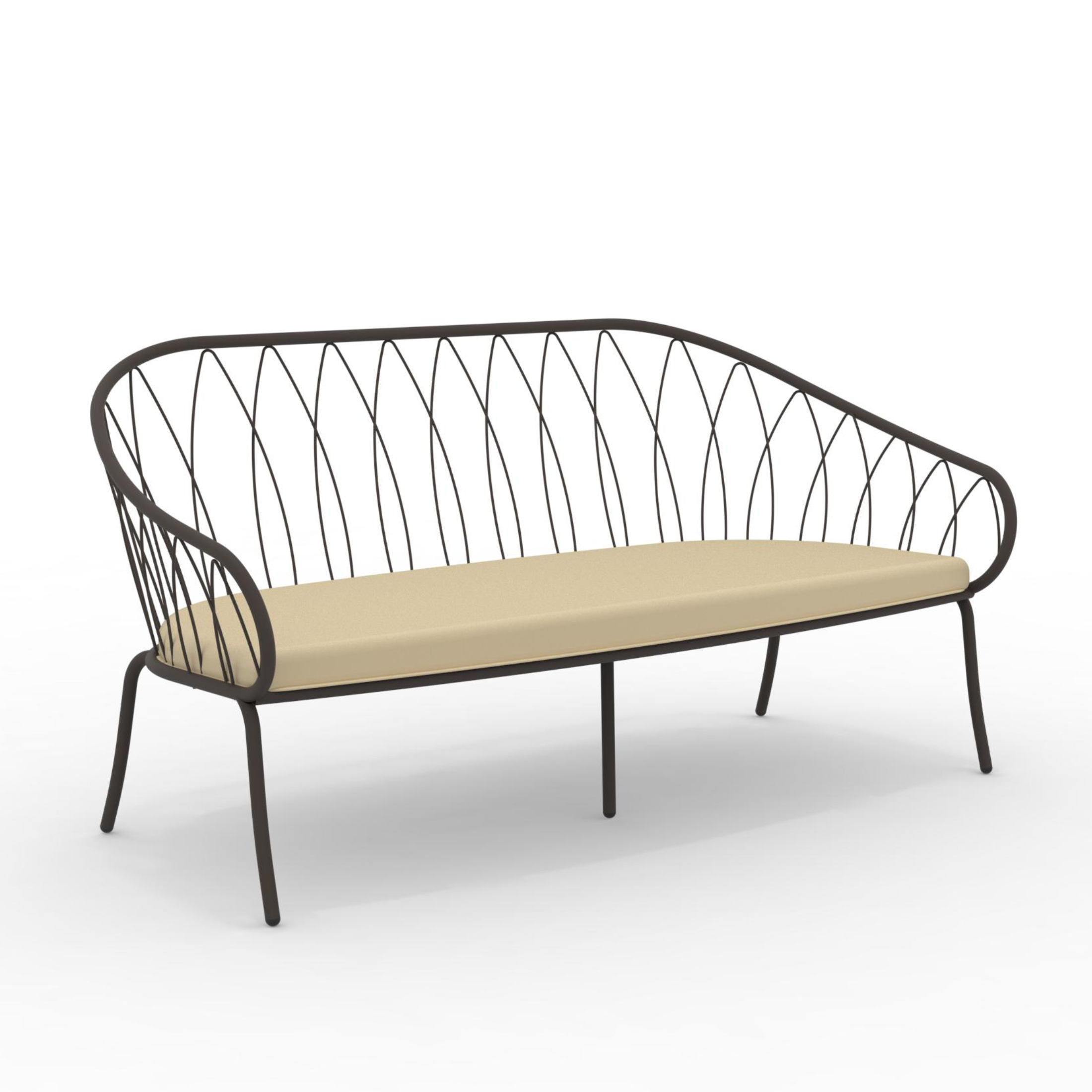 "Flora" metal garden sofa, stackable lounge bench, 160x78 cm, 75 cm high