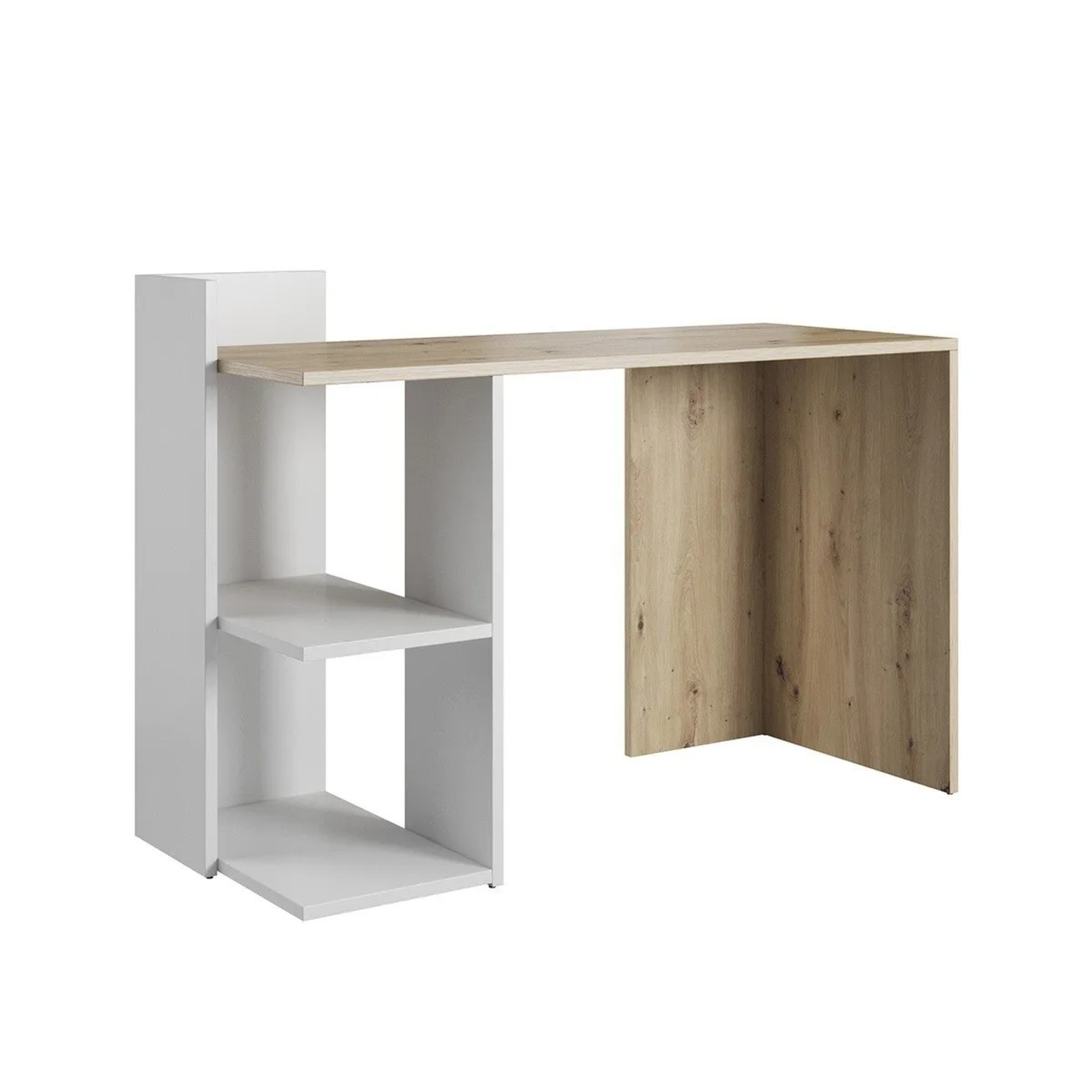Modern "Baco" desk with shelves, oak color, 120x51 cm, 87h