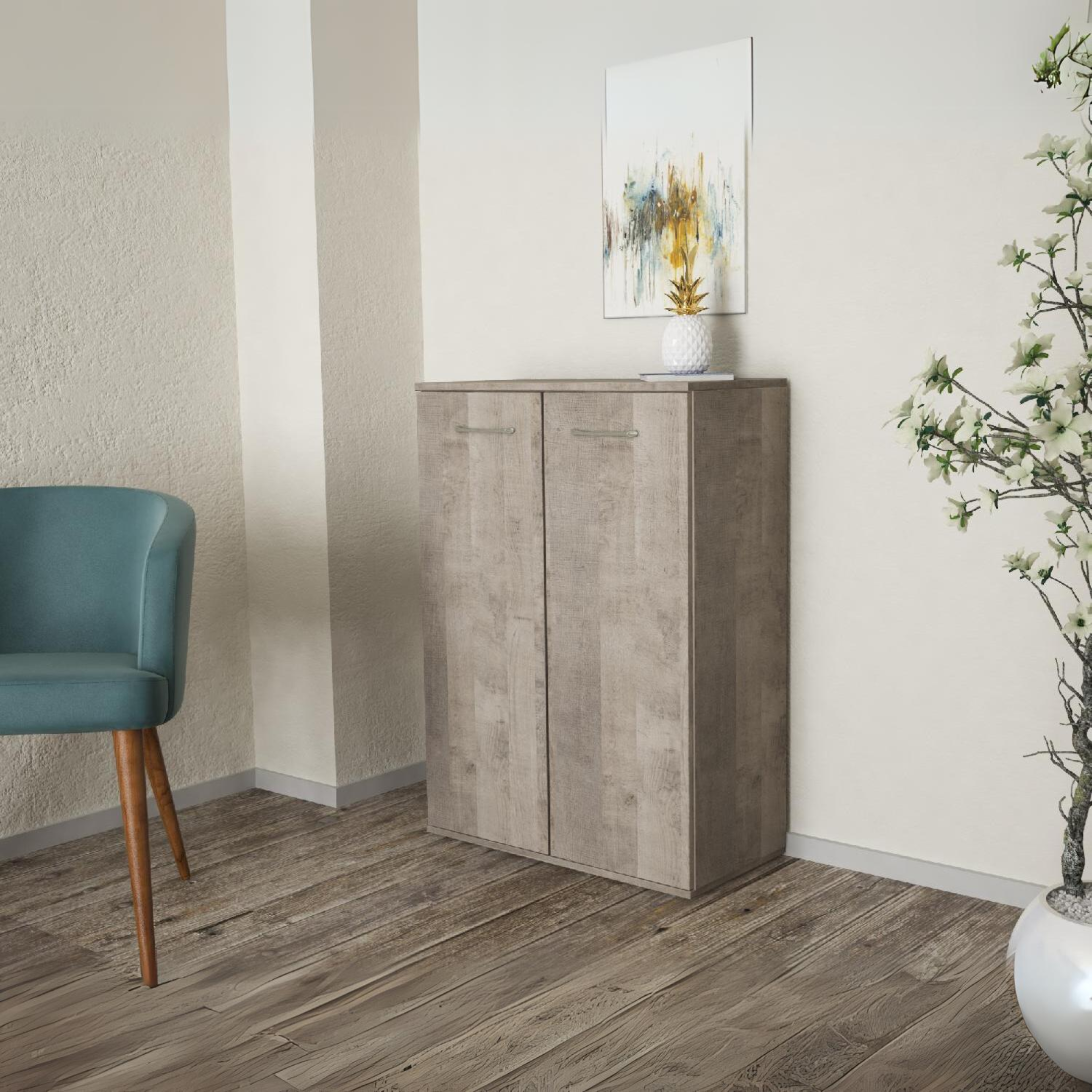 "Barly" multipurpose living room cabinet with 2 doors and 2 shelves, 68x34 cm, 95 cm high