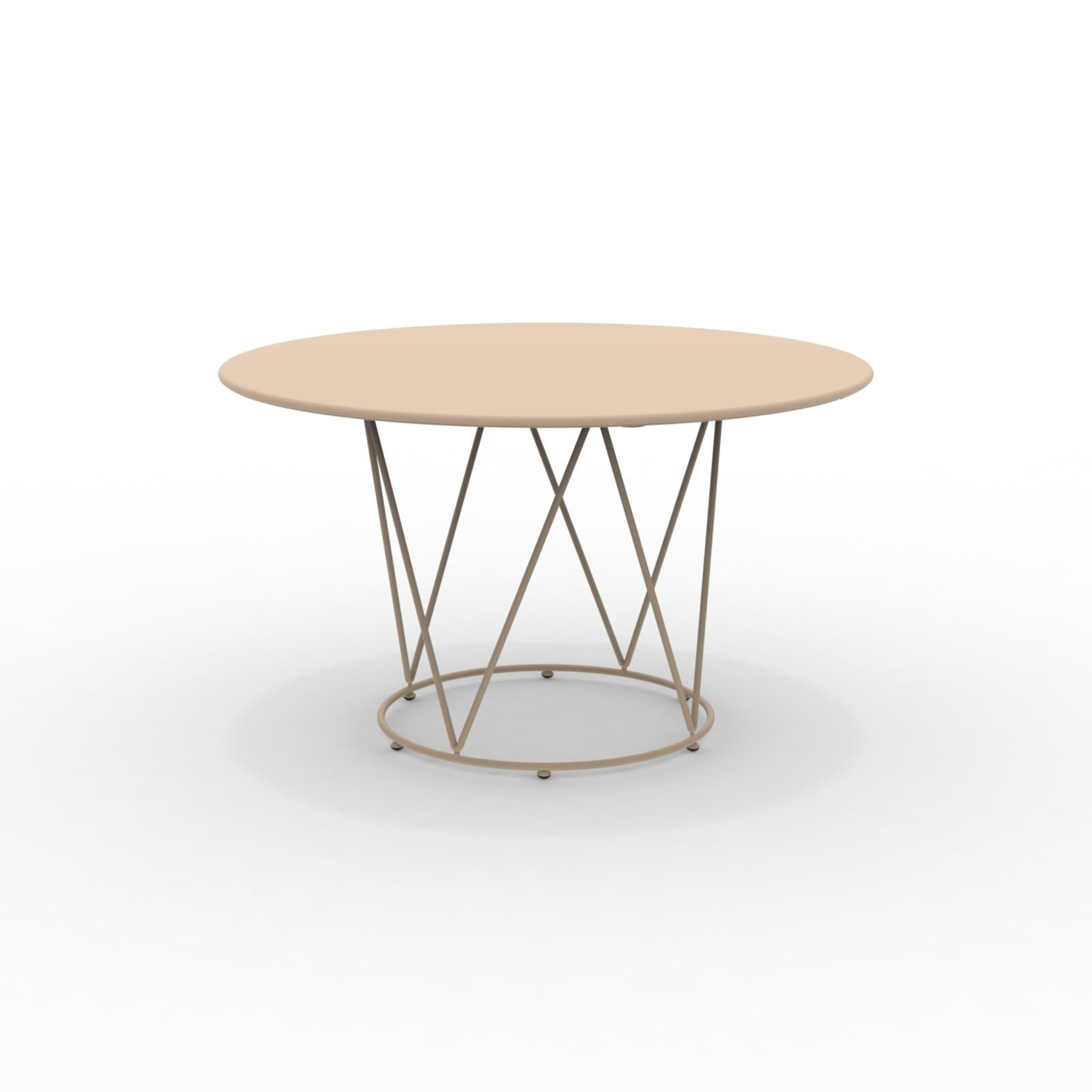 "Daisy6" round dismountable garden table in galvanized metal with pedestal