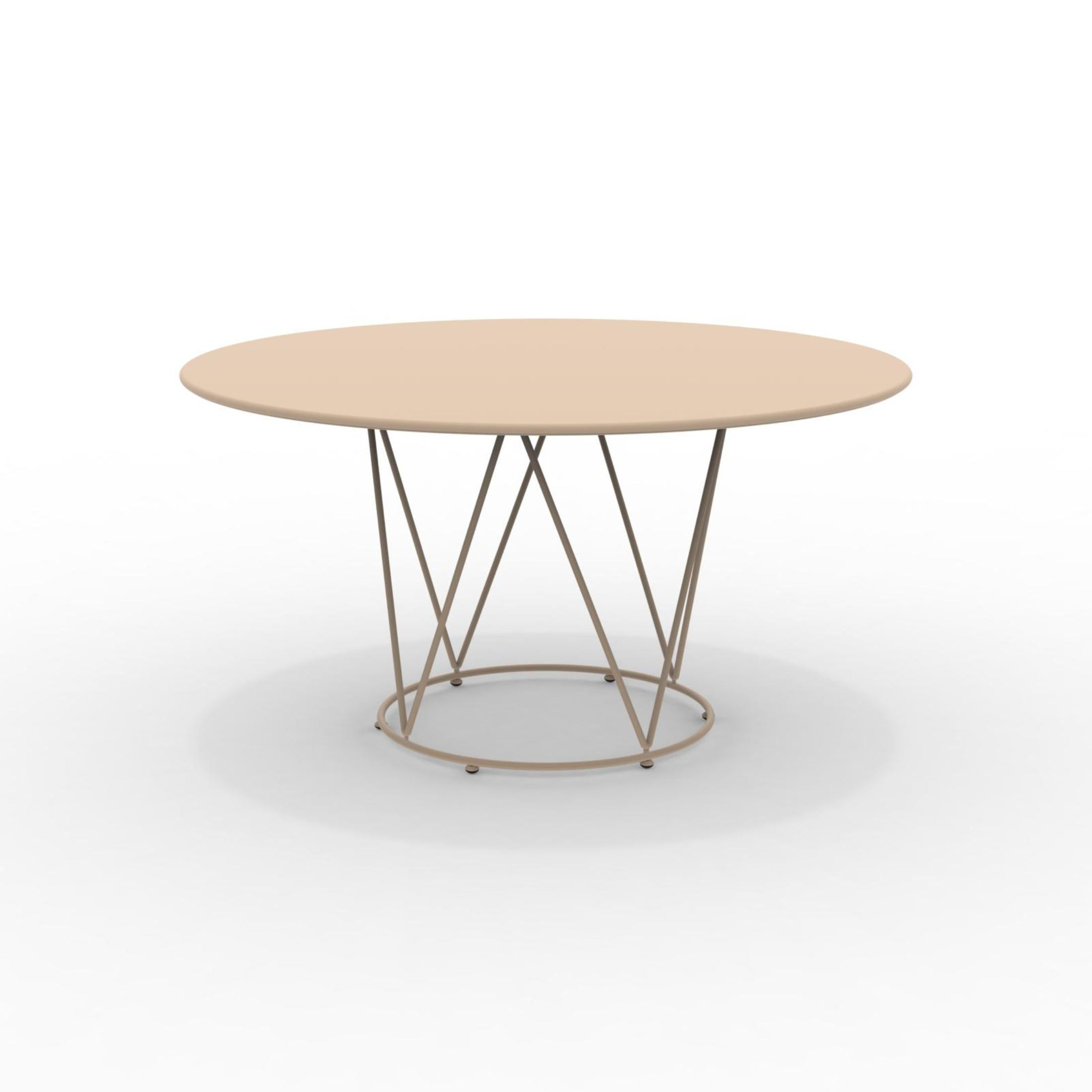 "Daisy6" round dismountable garden table in galvanized metal with pedestal