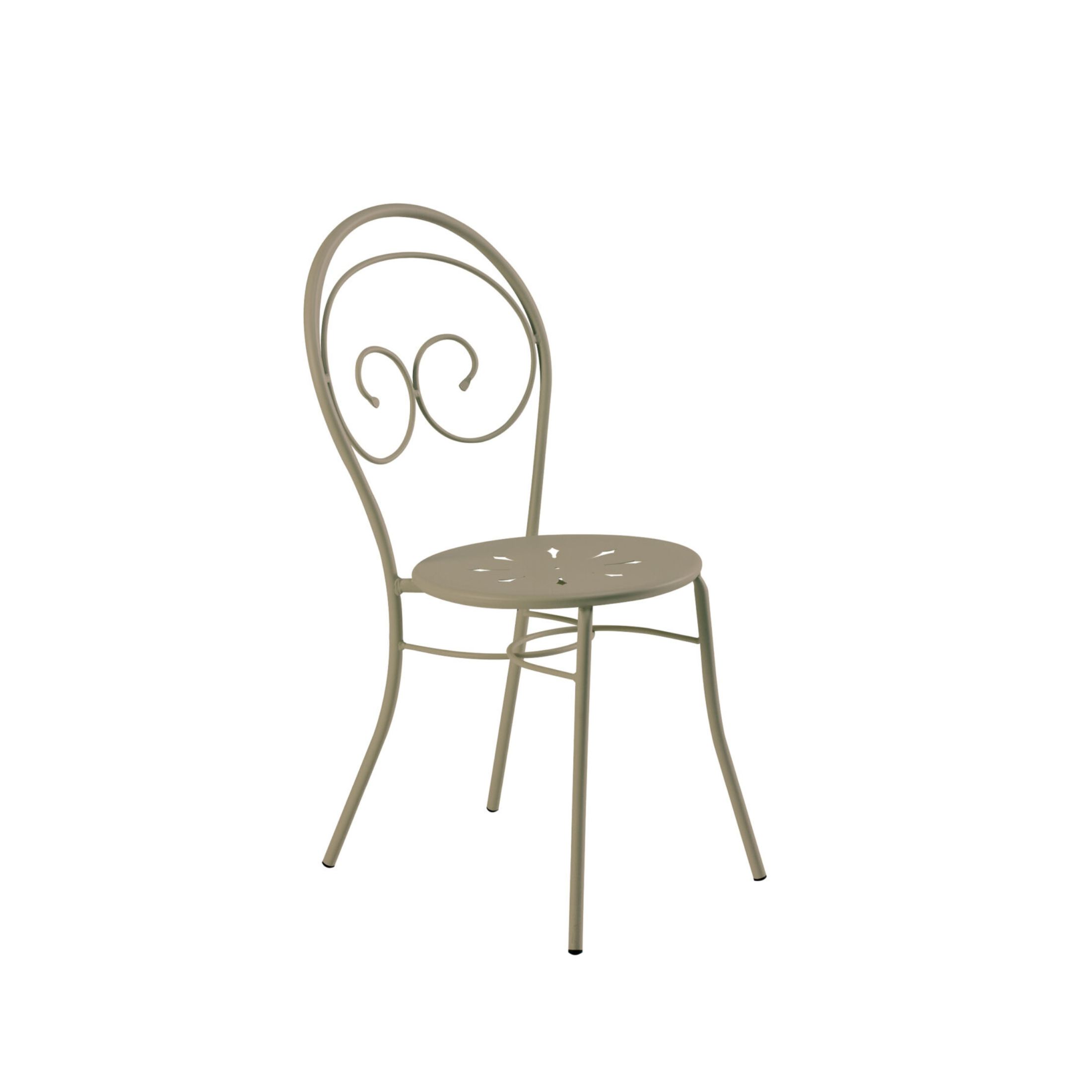 Set of classic "Mimmo" garden chairs in painted metal, stackable, 43x52 cm, 89h
