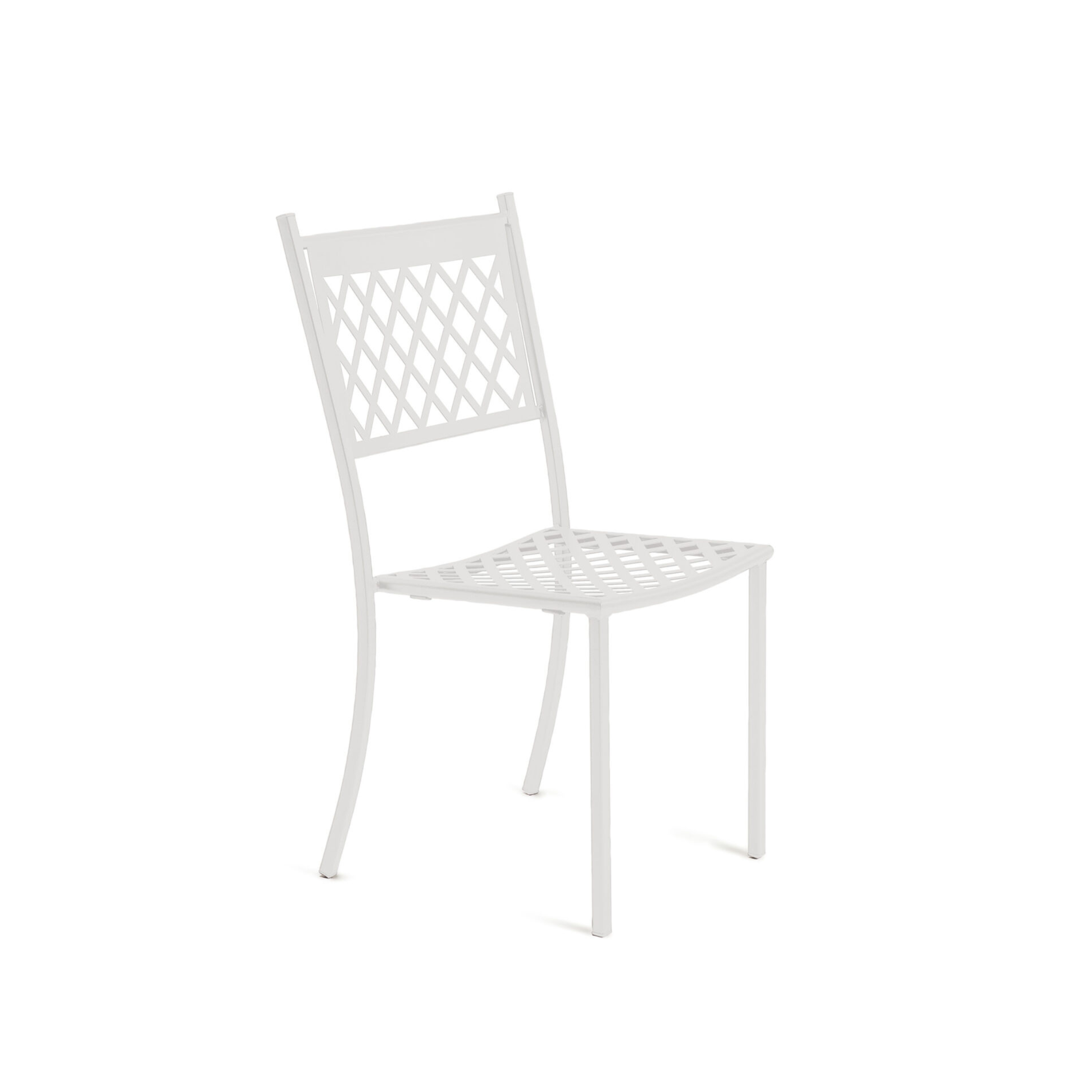 Set of modern garden chairs "Summertime" in painted metal, stackable, 49x57 cm, 95 cm high.