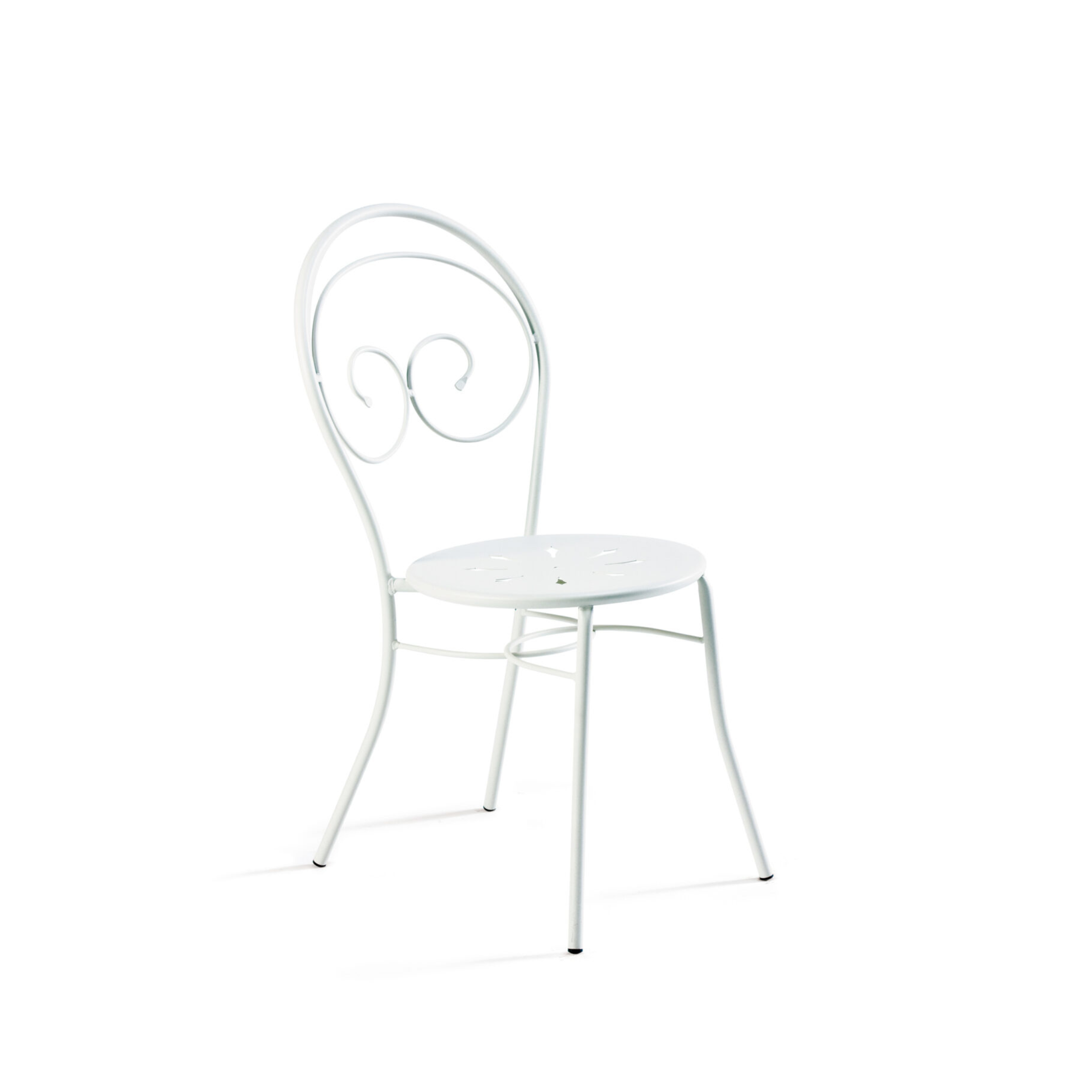 Set of classic "Mimmo" garden chairs in painted metal, stackable, 43x52 cm, 89h