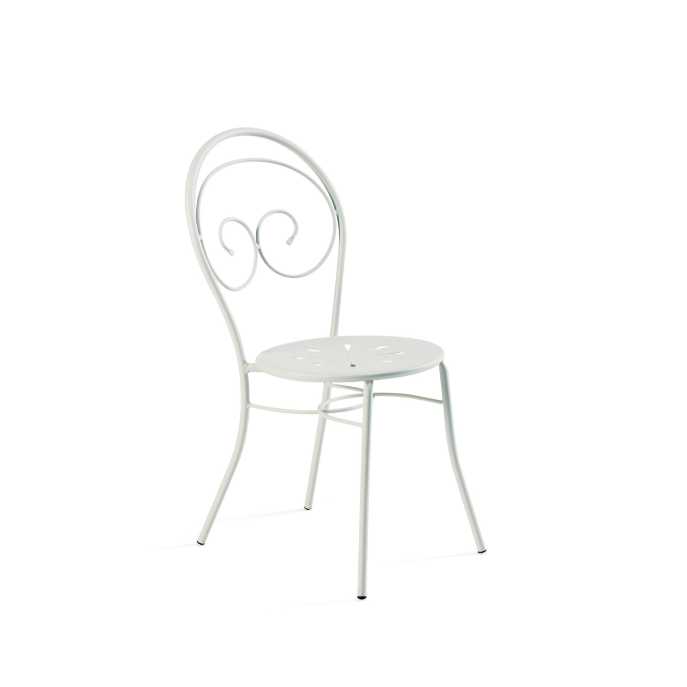 Set of classic "Mimmo" garden chairs in painted metal, stackable, 43x52 cm, 89h
