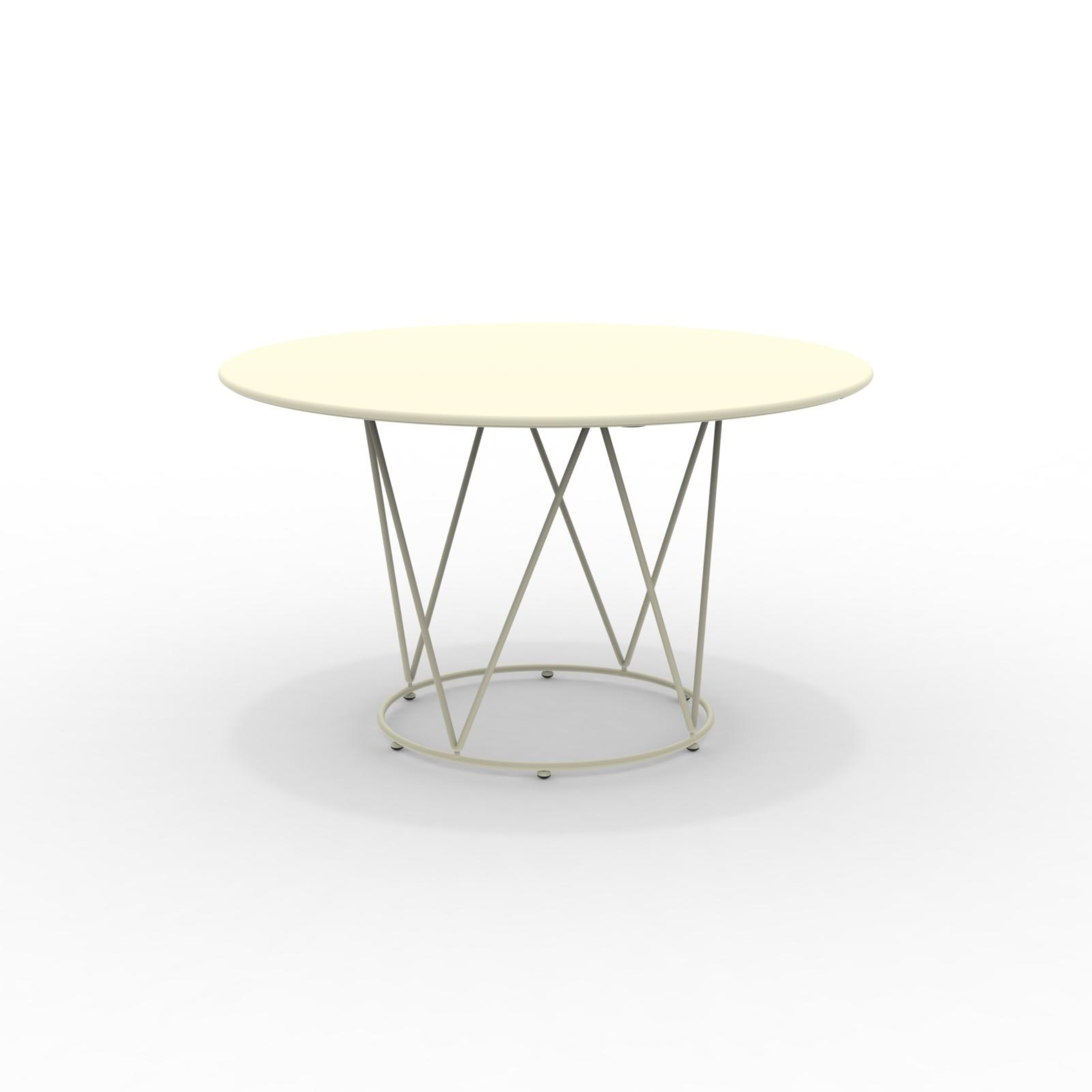 "Daisy6" round dismountable garden table in galvanized metal with pedestal