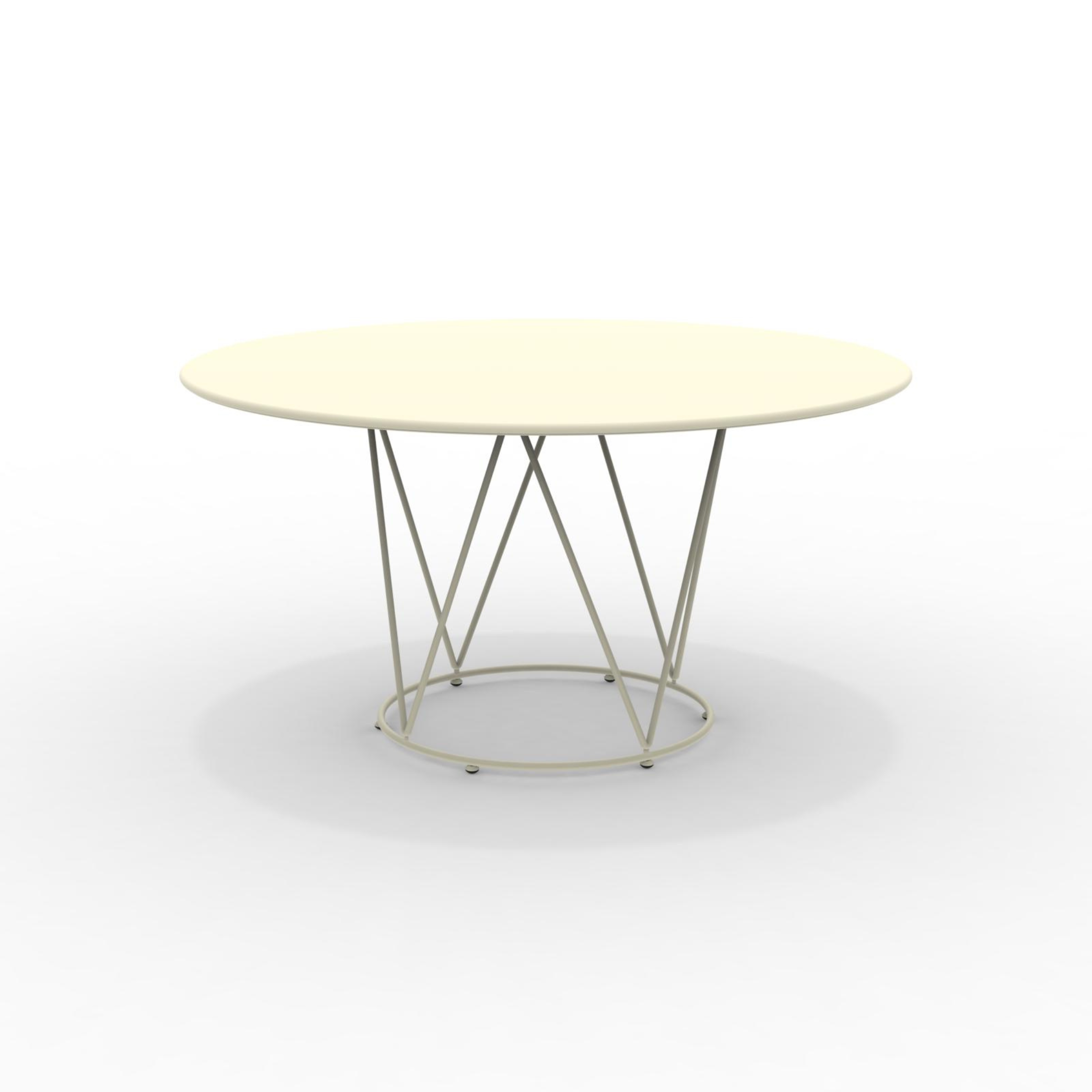 "Daisy6" round dismountable garden table in galvanized metal with pedestal