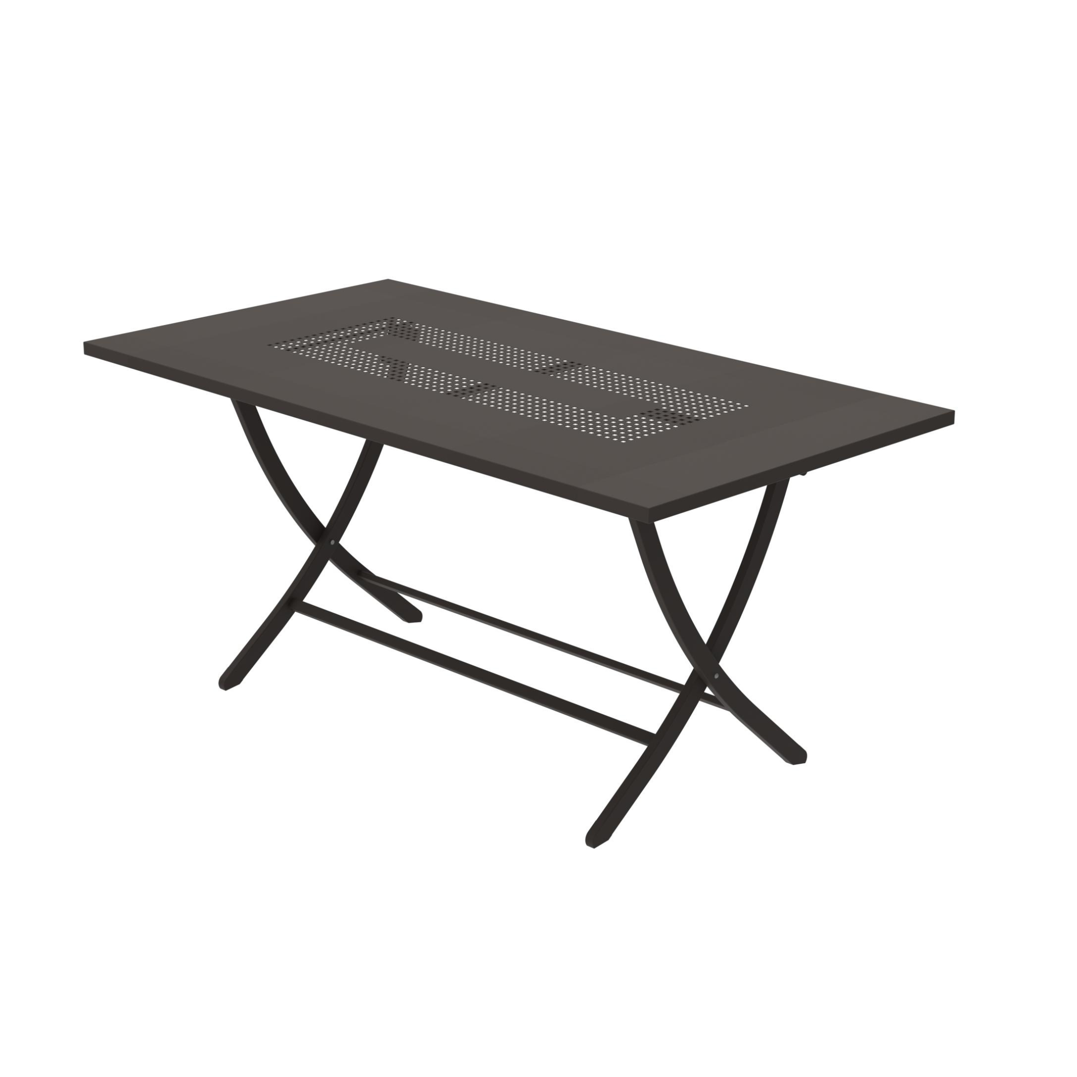 "Vegas" folding rectangular garden table in galvanized metal, 75 cm high.