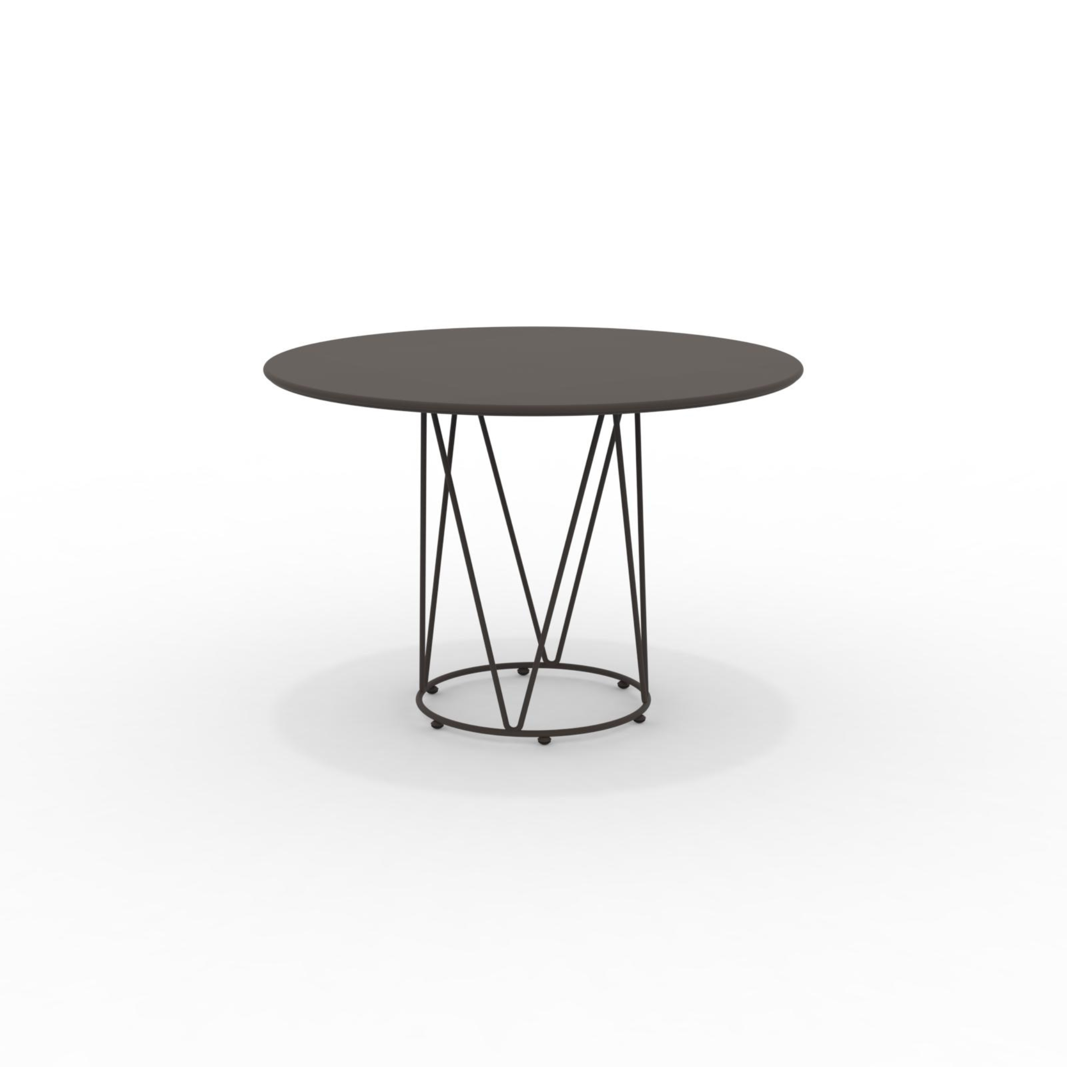 "Daisy6" round dismountable garden table in galvanized metal with pedestal