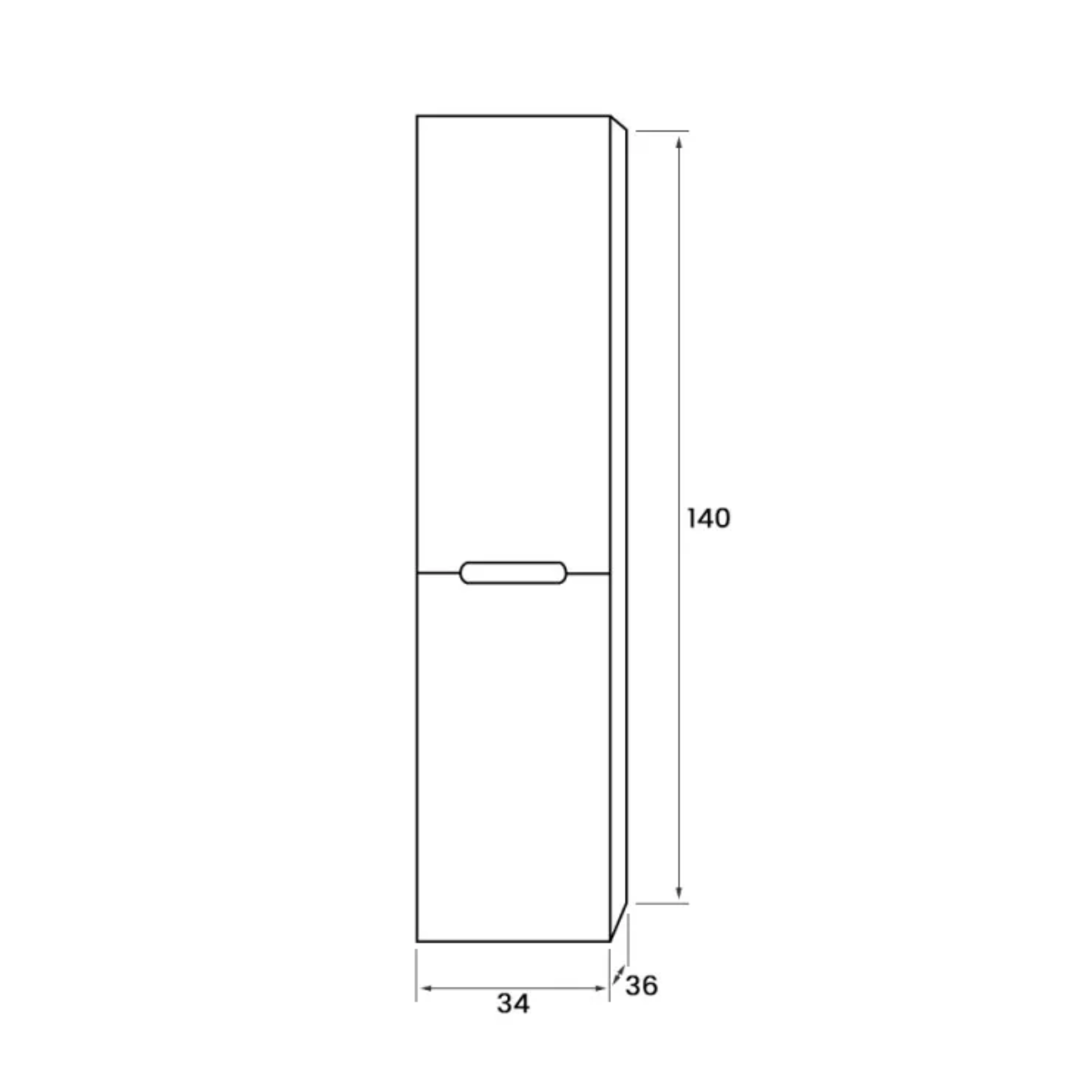 "Rhovan" bathroom column with glass shelves and two reversible doors, 34x36 cm, 140 cm high