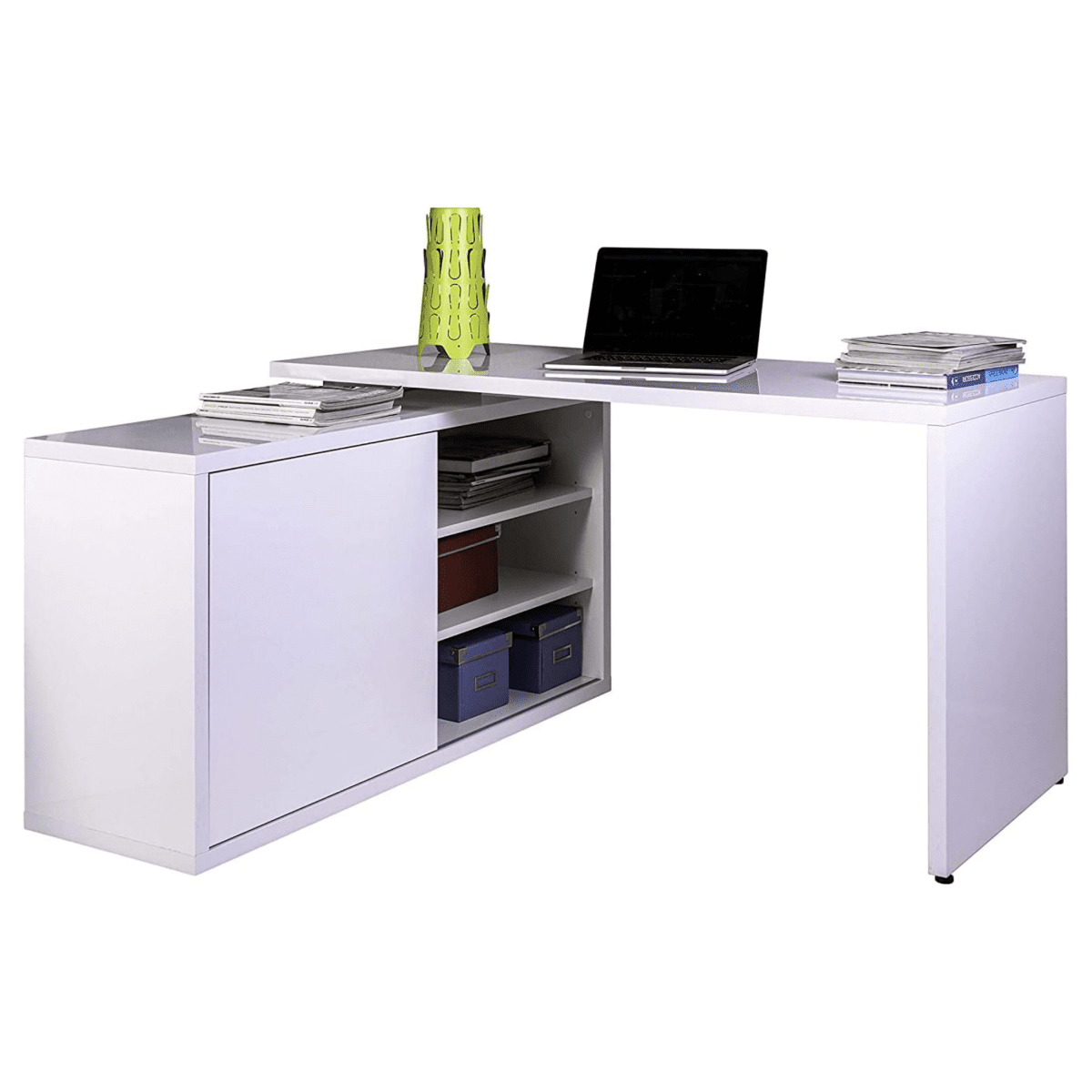 Mobile scrivania "Caio" ad angolo con contenitore laterale cm 150x120 75h - MondoViro