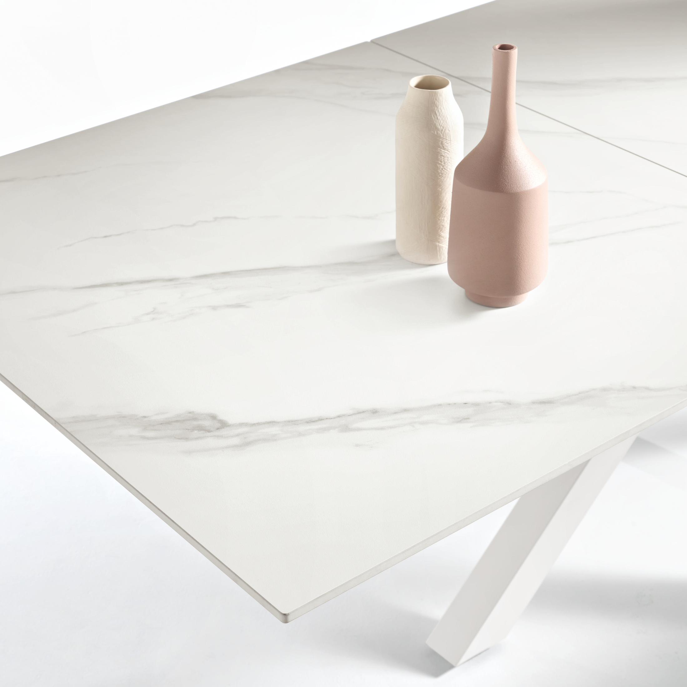 Extendable "Cody" marble-effect table with central extension, 180/240x100 cm, 76h
