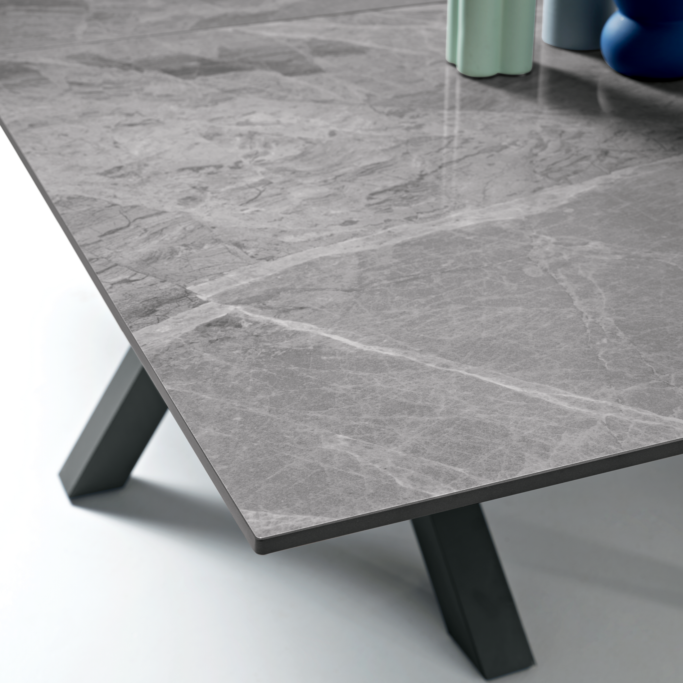 Extendable "Cody" marble-effect table with central extension, 180/240x100 cm, 76h