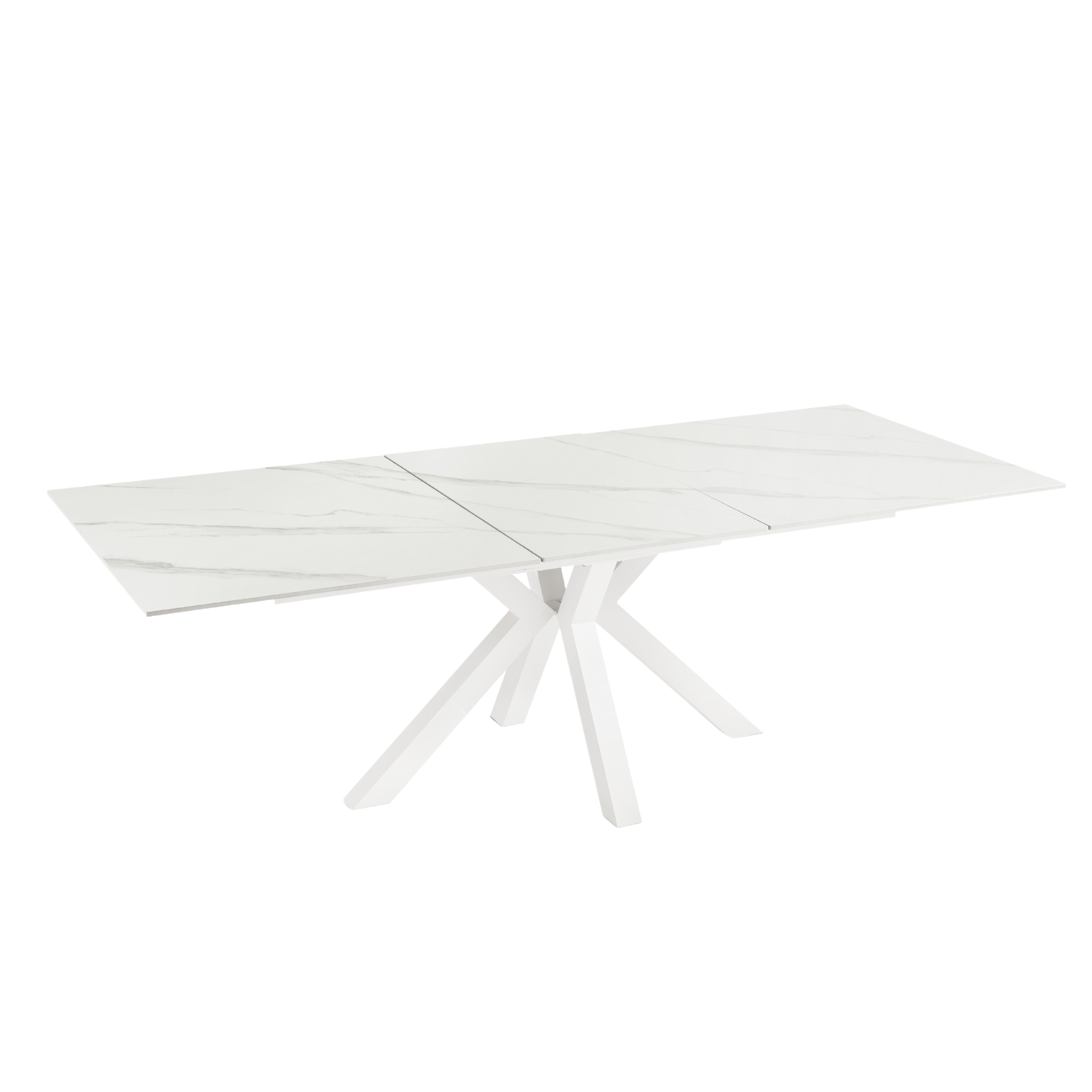 Extendable "Cody" marble-effect table with central extension, 180/240x100 cm, 76h
