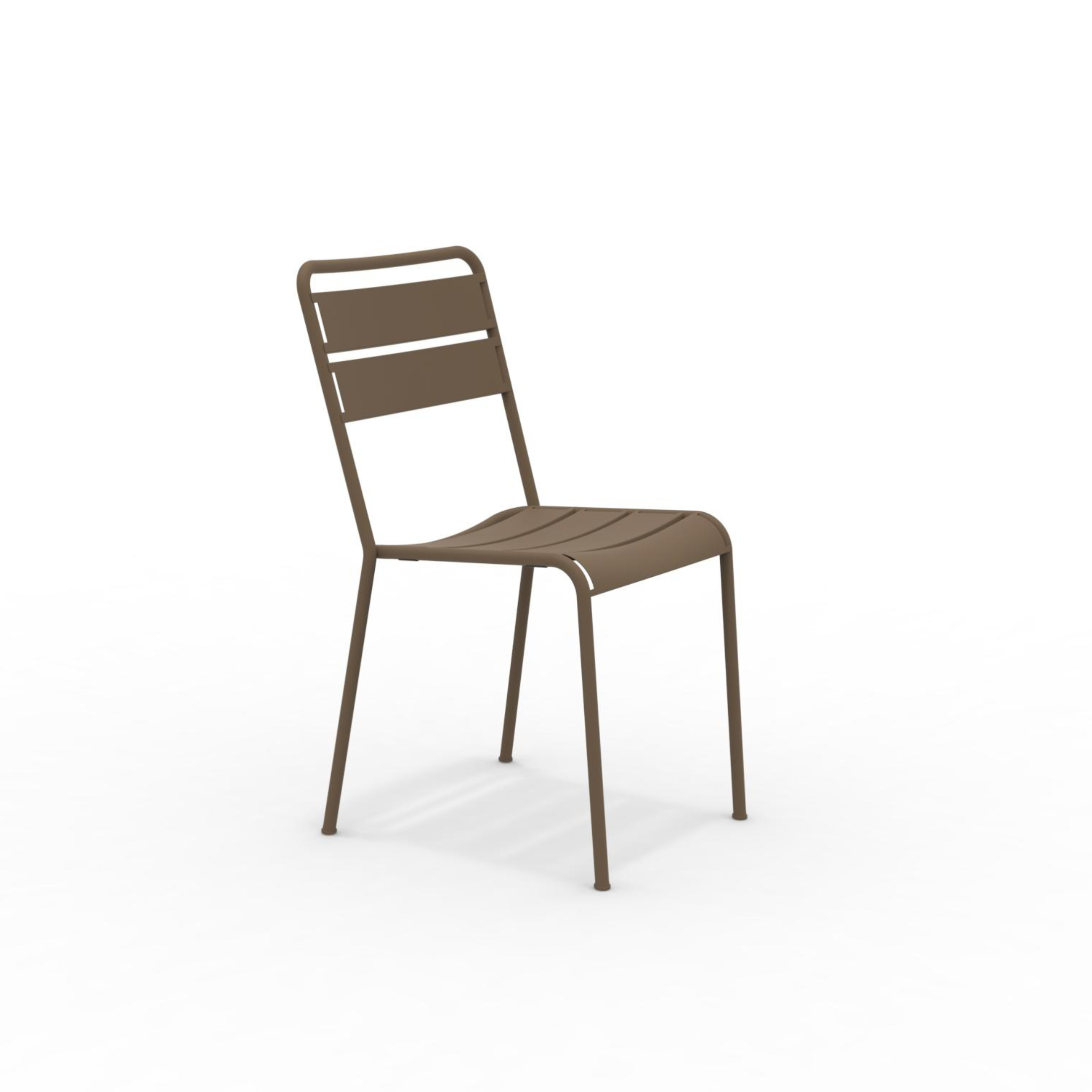 Set of modern and stackable "Twist" painted metal garden chairs, 45x57 cm, 86 cm high.