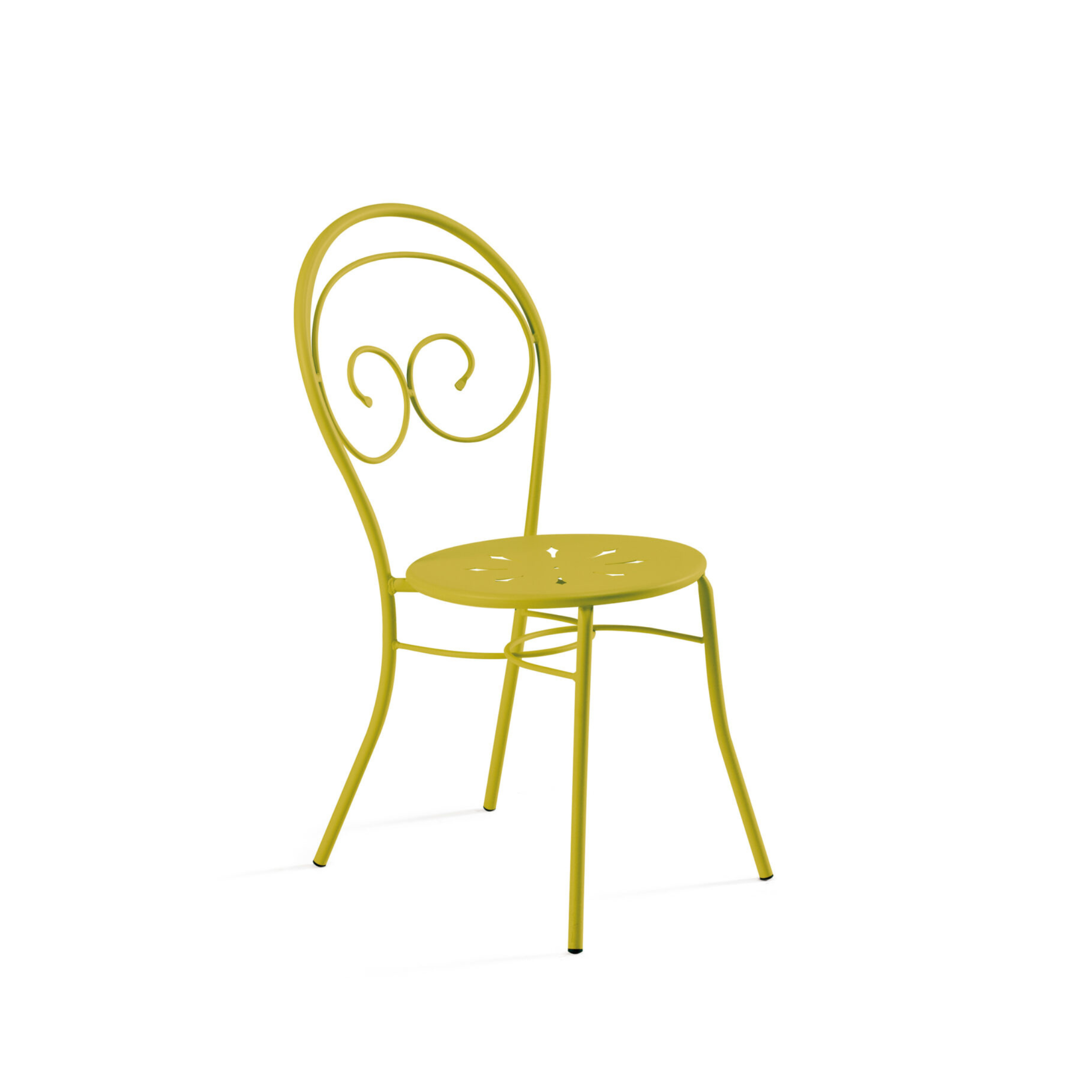 Set of classic "Mimmo" garden chairs in painted metal, stackable, 43x52 cm, 89h