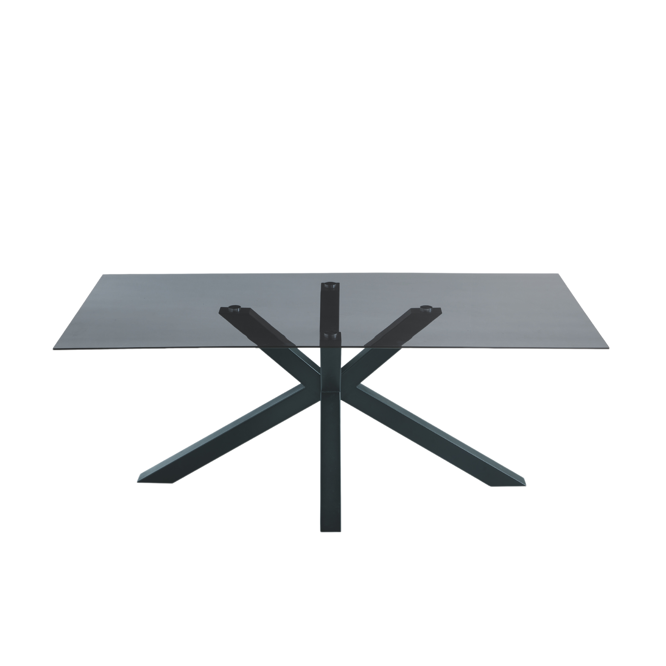 Fixed "Daky" table with glass top and metal base
