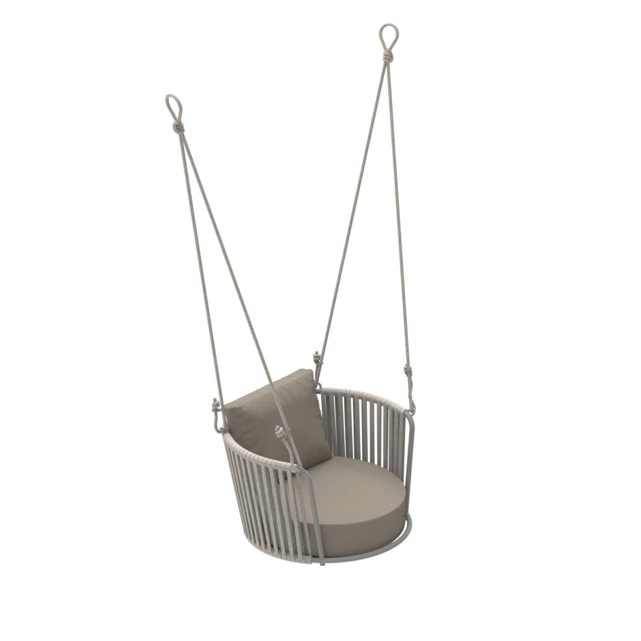 "Daisy Rope" modern garden hanging chair in rope and painted stainless steel