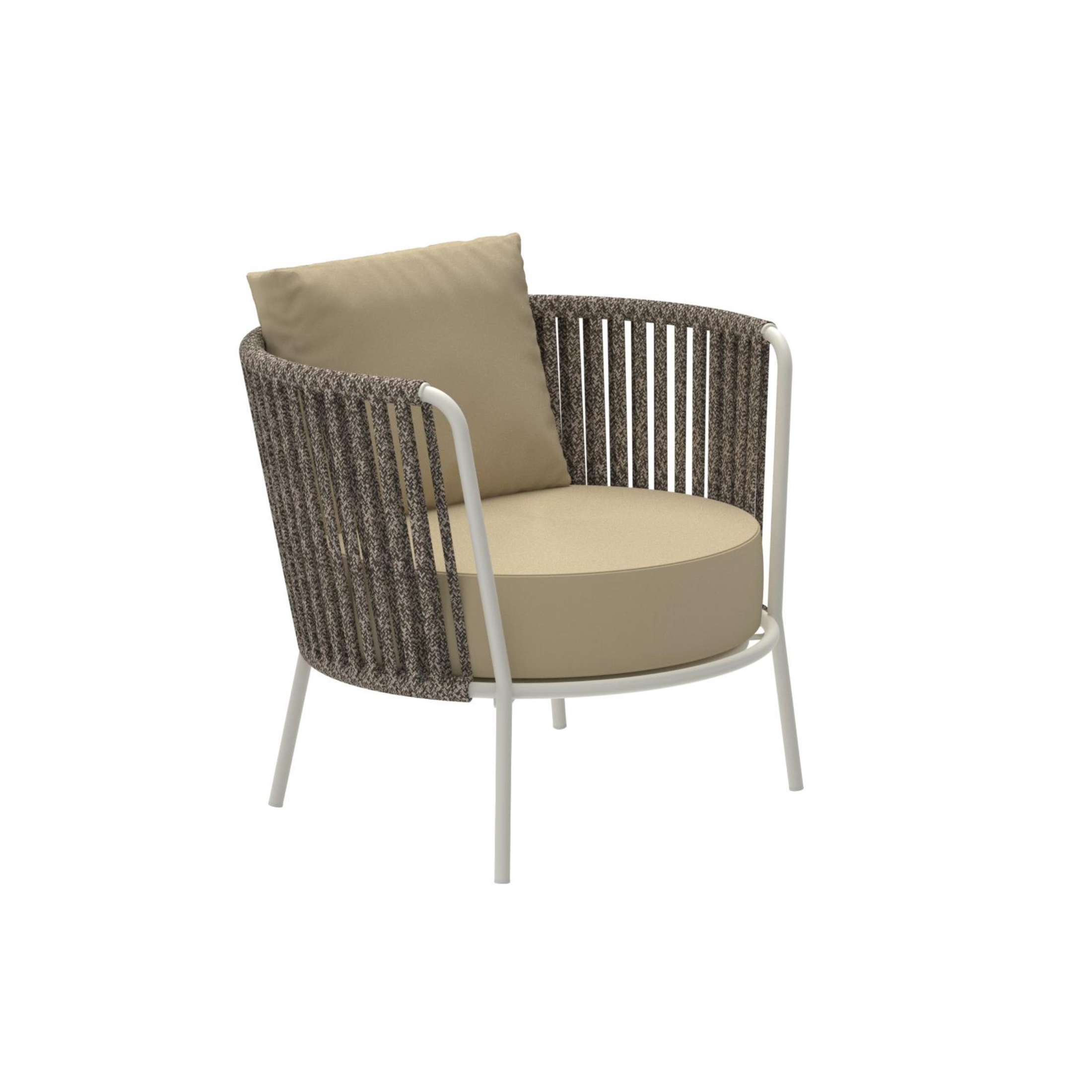 Low armchair in rope and stainless steel "Daisy Rope" garden lounge chair 74x74 cm 69h
