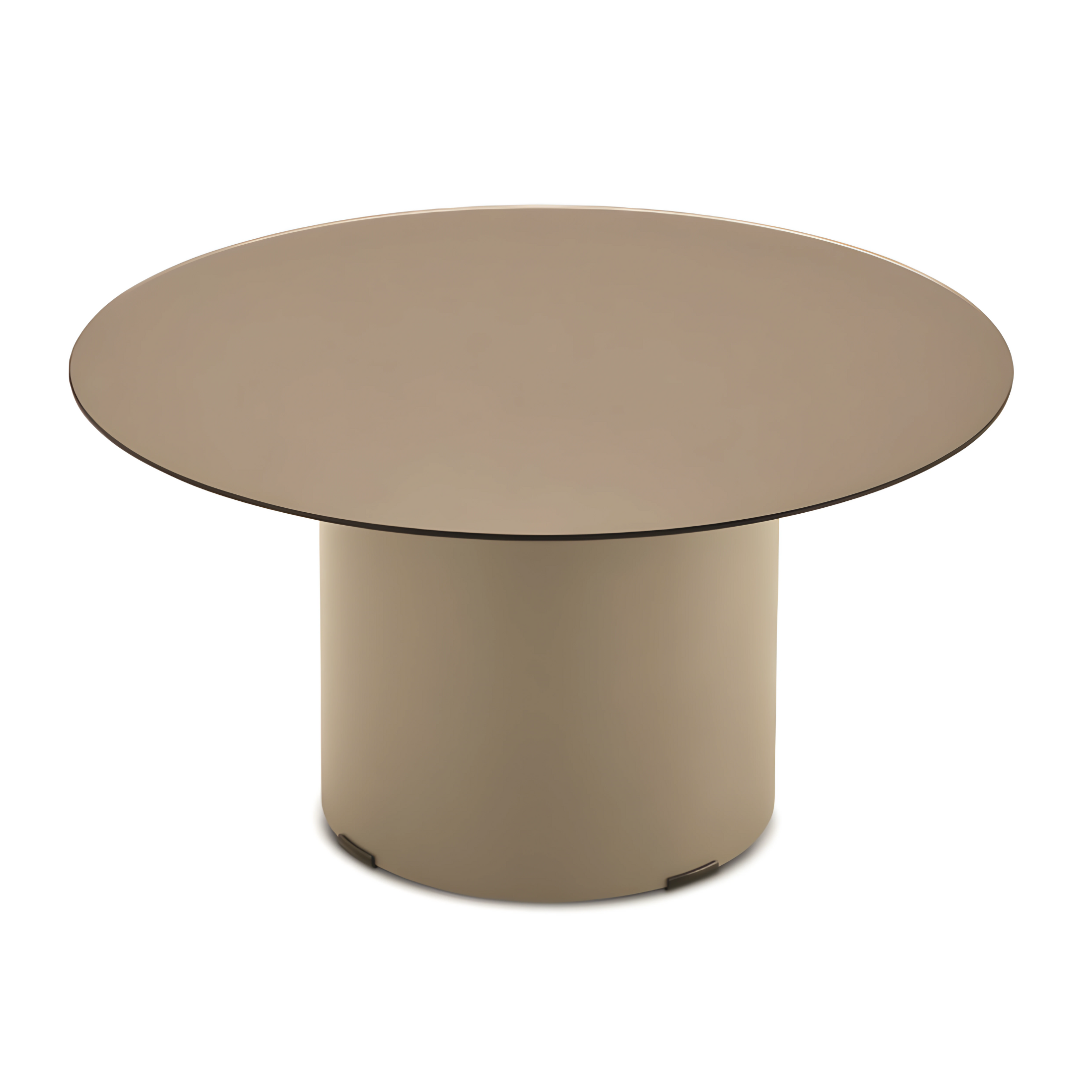 Round "Dixy" coffee table with metal base and glass top