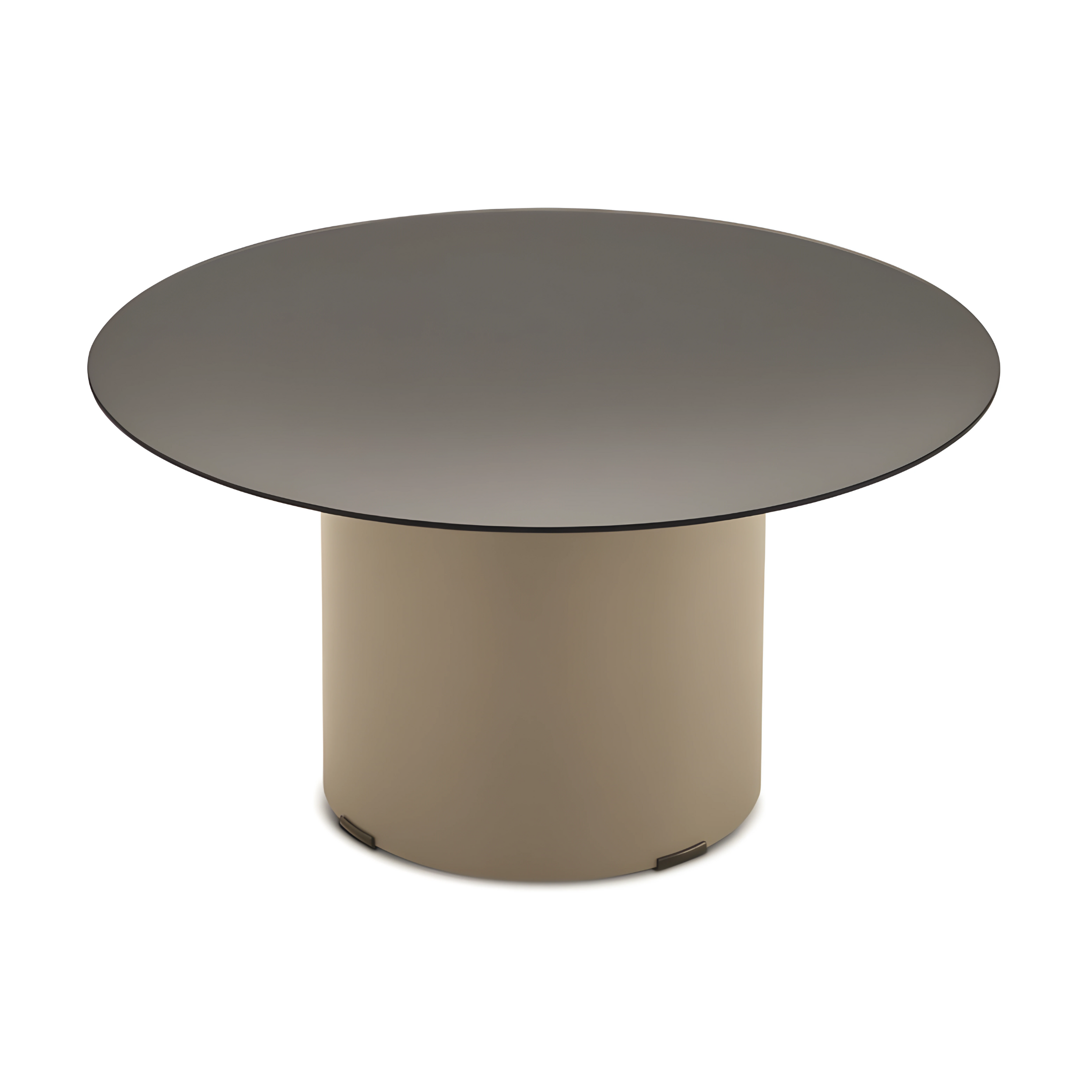Round "Dixy" coffee table with metal base and glass top