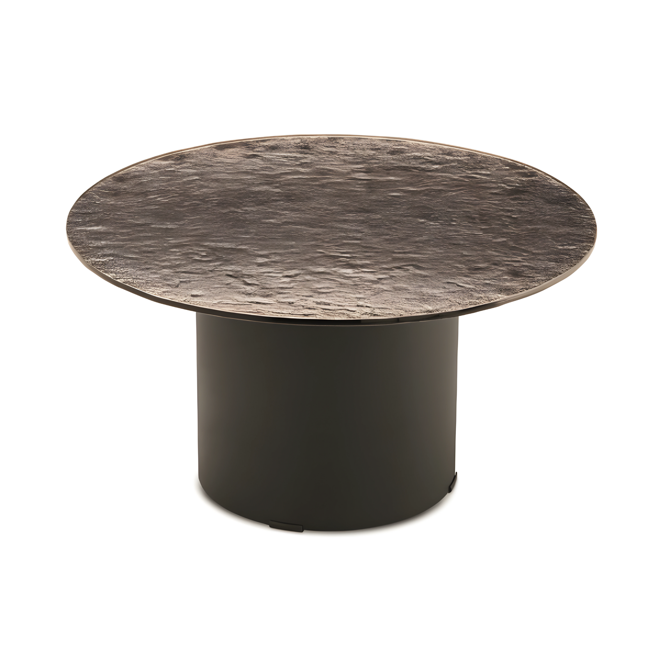 Round "Dixy" coffee table with metal base and glass top