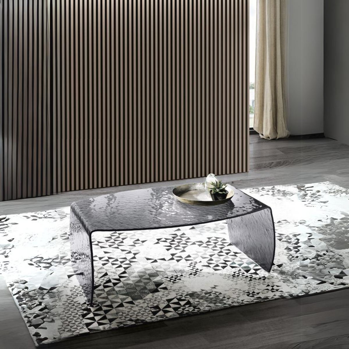 Modnov Table Tiffany rectangular tempered glass coffee table, 100x65 cm, 38 cm high