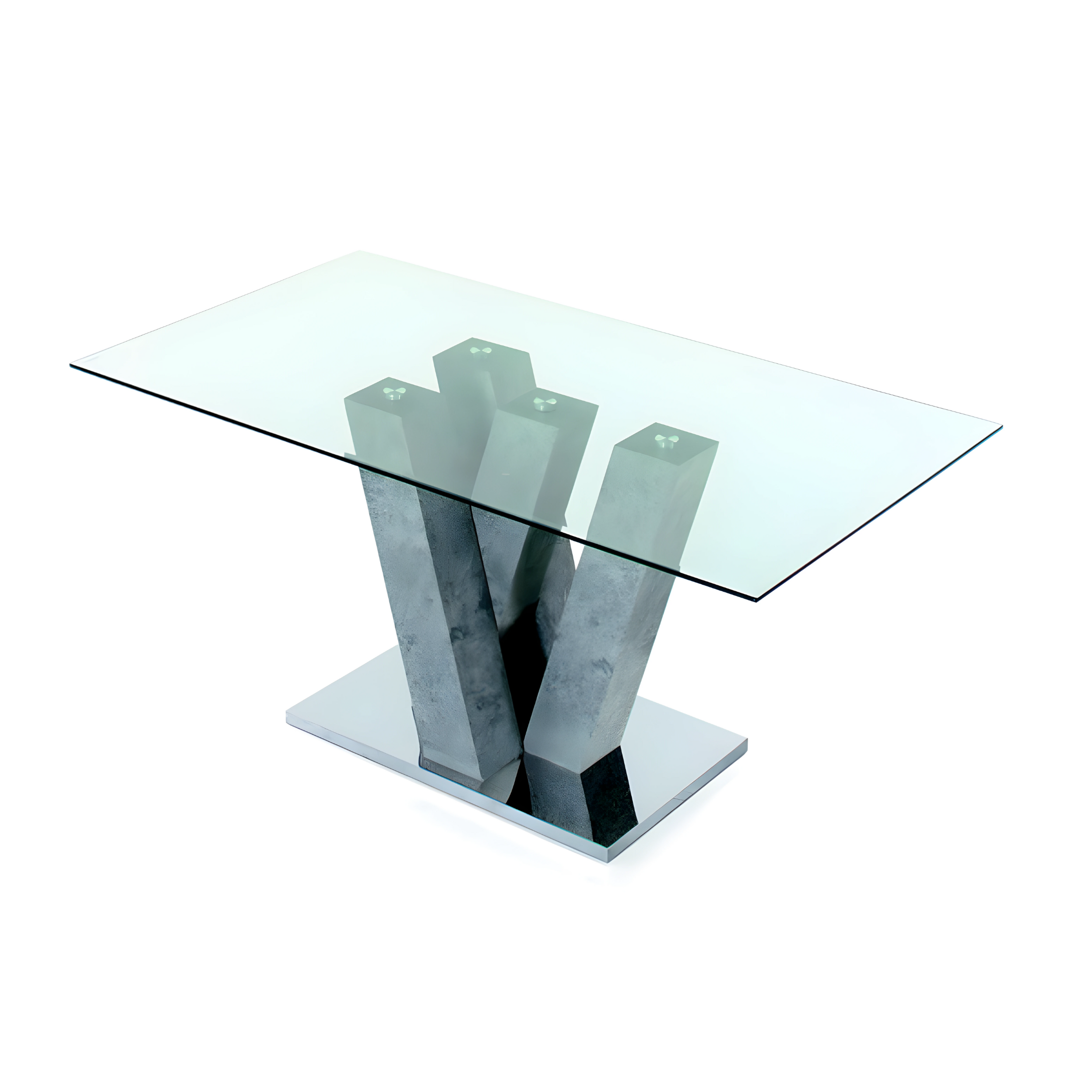 Fixed table with "Steel" glass top and metal support cm 90x160 77h