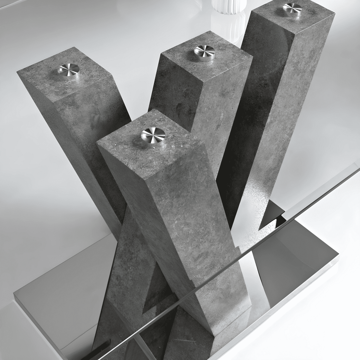 Tavolo fisso con piano in vetro "Steel" e appoggio in metallo cm 90x160 77h - MondoViro