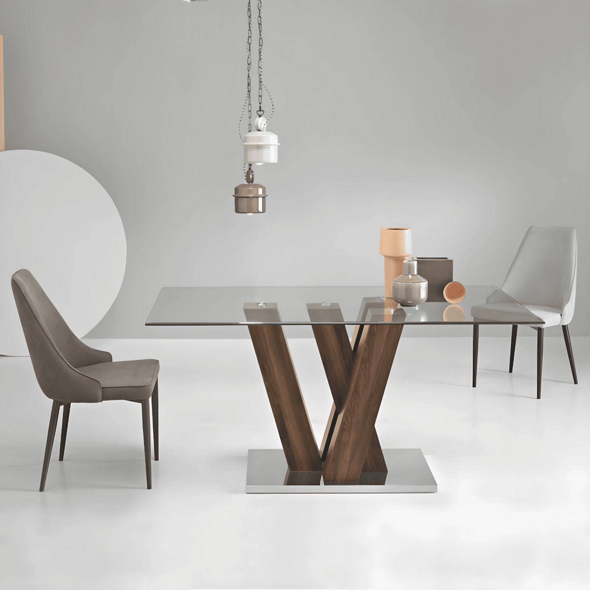 Tavolo fisso con piano in vetro "Steel" e appoggio in metallo cm 90x160 77h - MondoViro