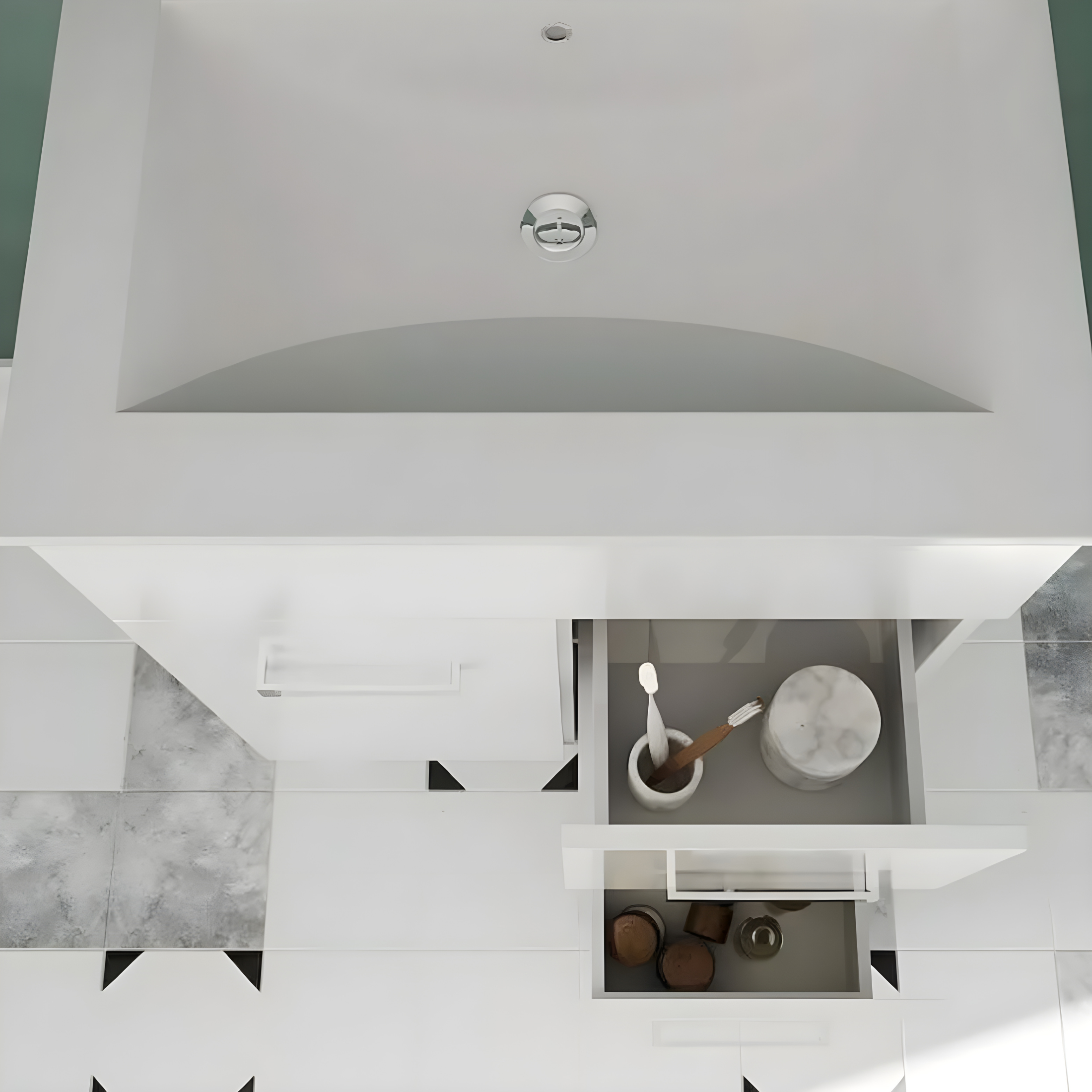 "Elendir" bathroom cabinet with integrated ceramic sink, handles and chrome feet