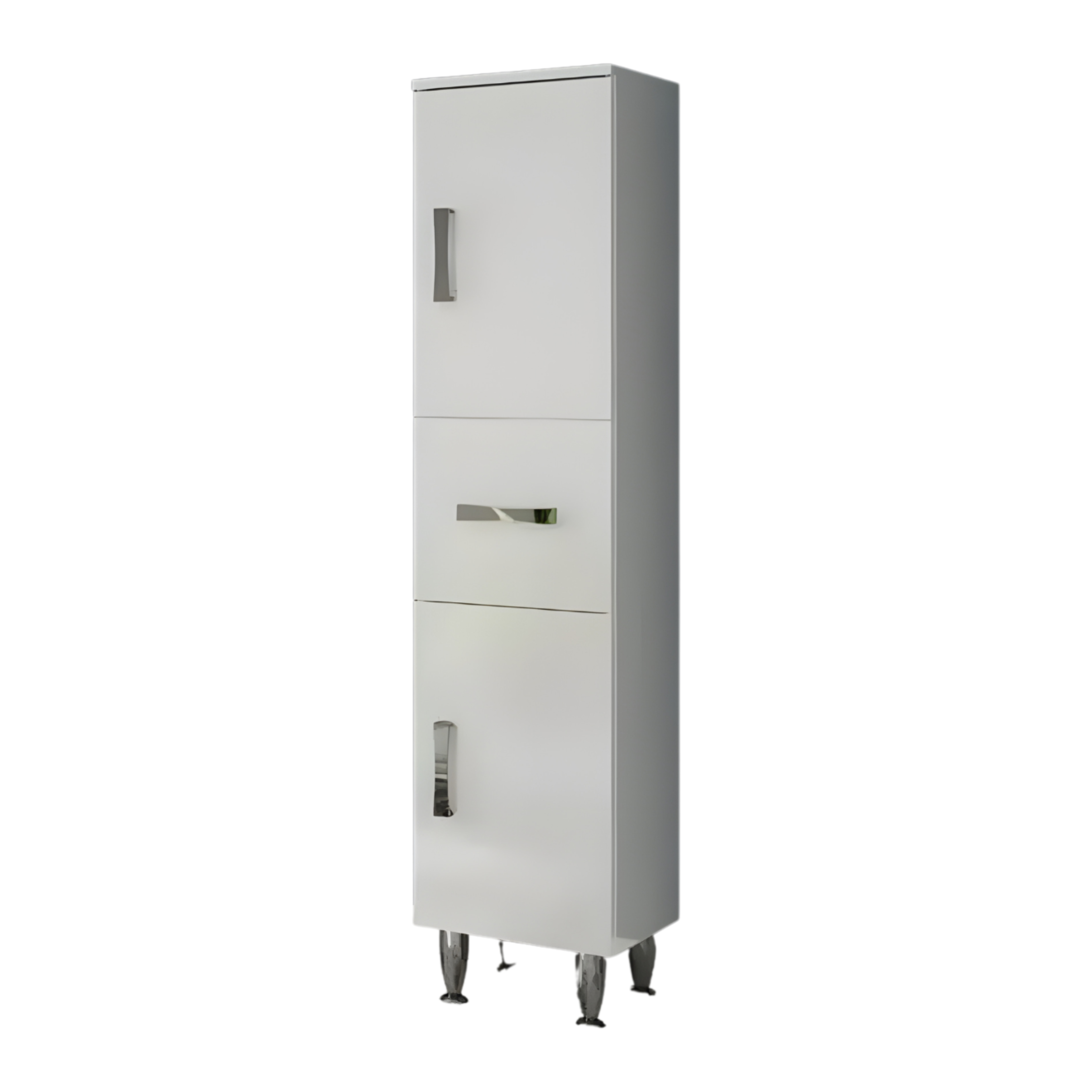"Elendir" bathroom cabinet with integrated ceramic sink, handles and chrome feet