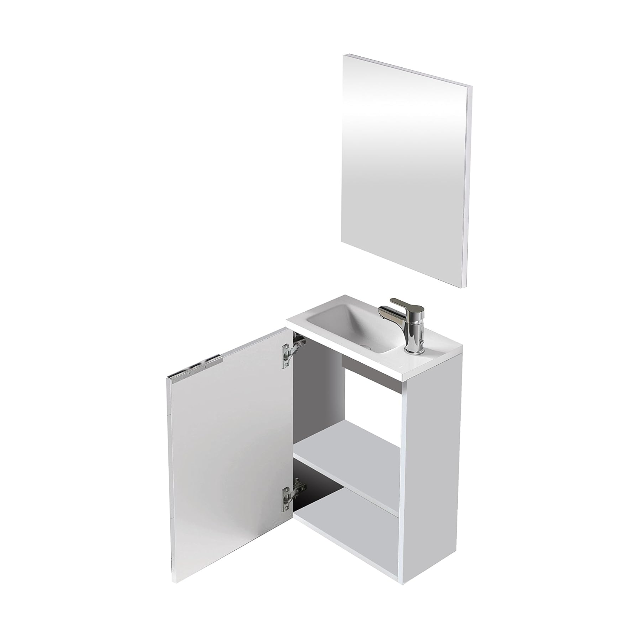 "Elvan" single-door wall-hung bathroom vanity unit with resin sink