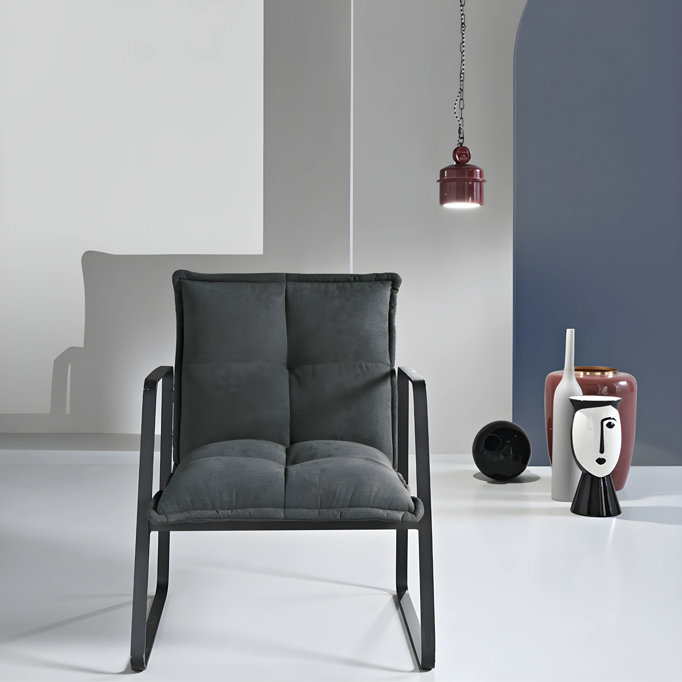 Modern "Axel" fabric armchair with metal frame, 68x65 cm, 78h