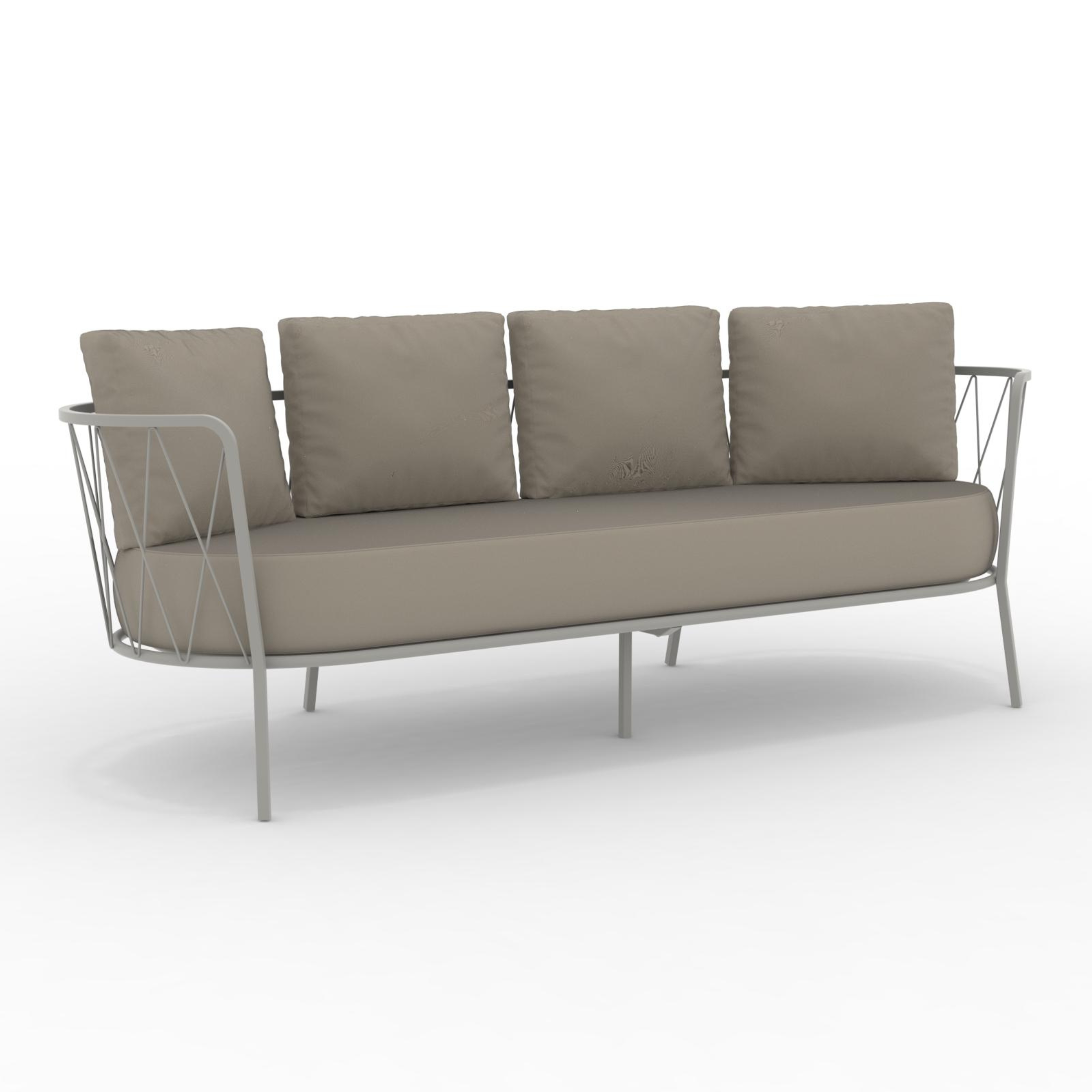 "Daisy14" 3-seater galvanized metal garden lounge sofa, 220x80 cm, 71 cm high