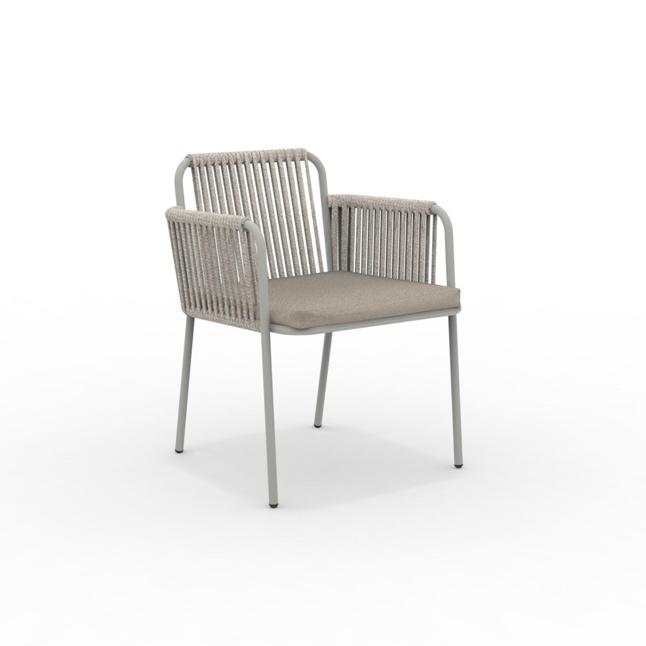 Set of 2 stackable lounge chairs with "Key West" rope cushion and backrest