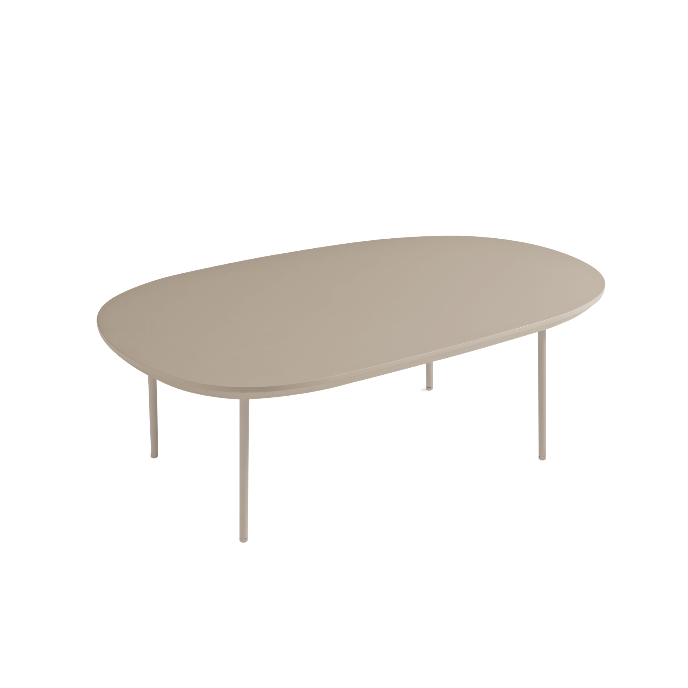 Modern "Flex" coffee table with shaped top and metal legs