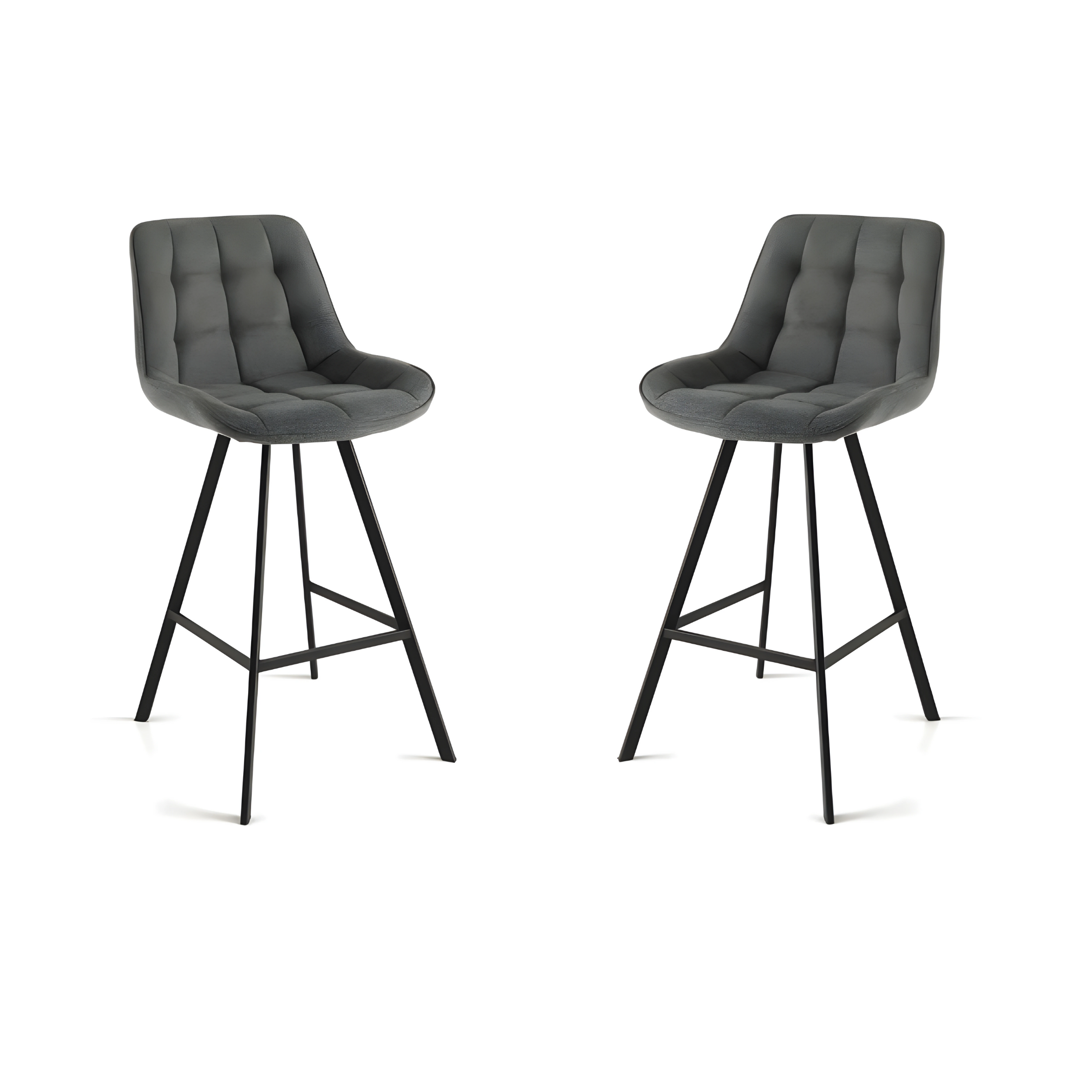 Set of "Morgan" padded stools with black metal frame, 48x55 cm, 102 cm high.