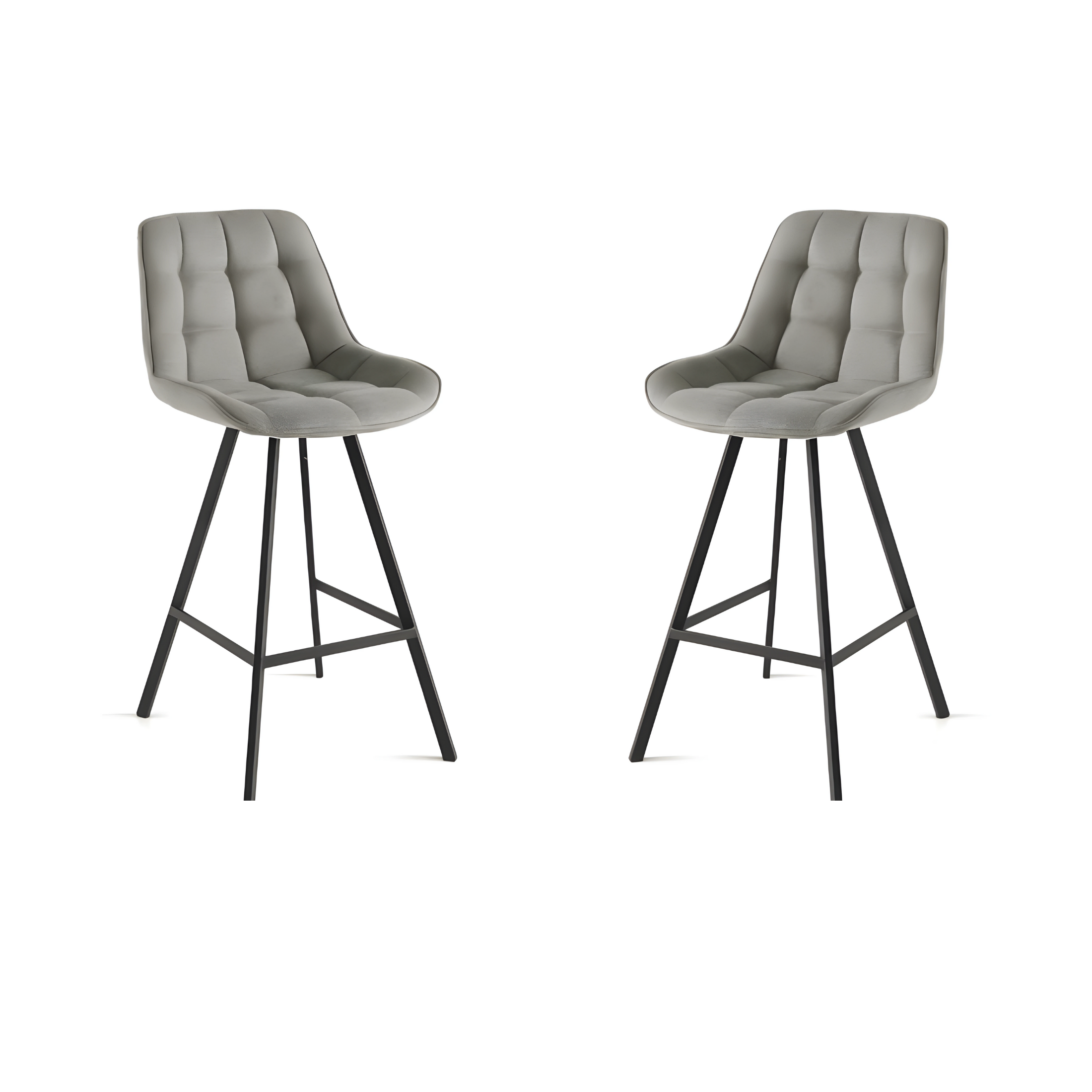 Set of "Morgan" padded stools with black metal frame, 48x55 cm, 102 cm high.