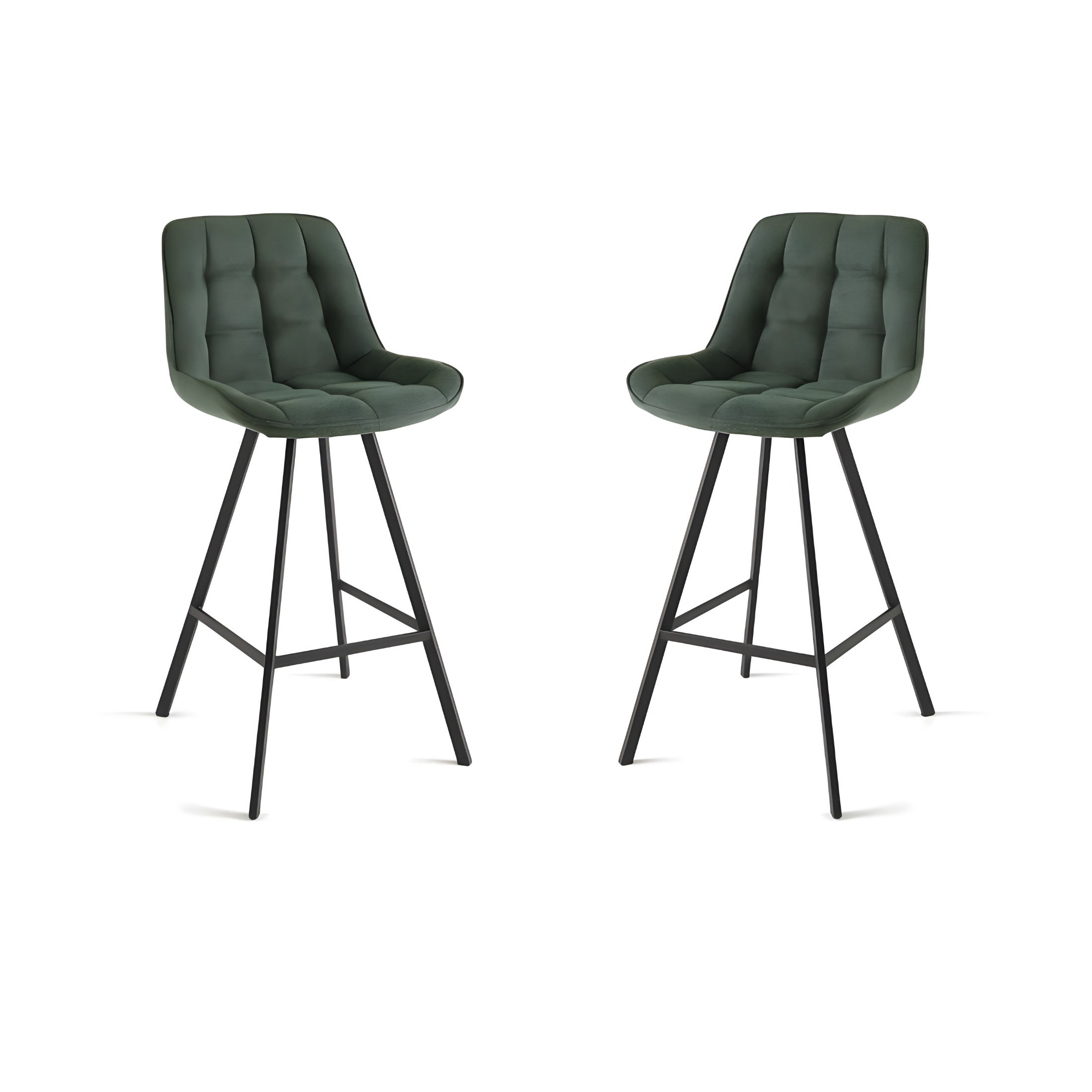 Set of "Morgan" padded stools with black metal frame, 48x55 cm, 102 cm high.