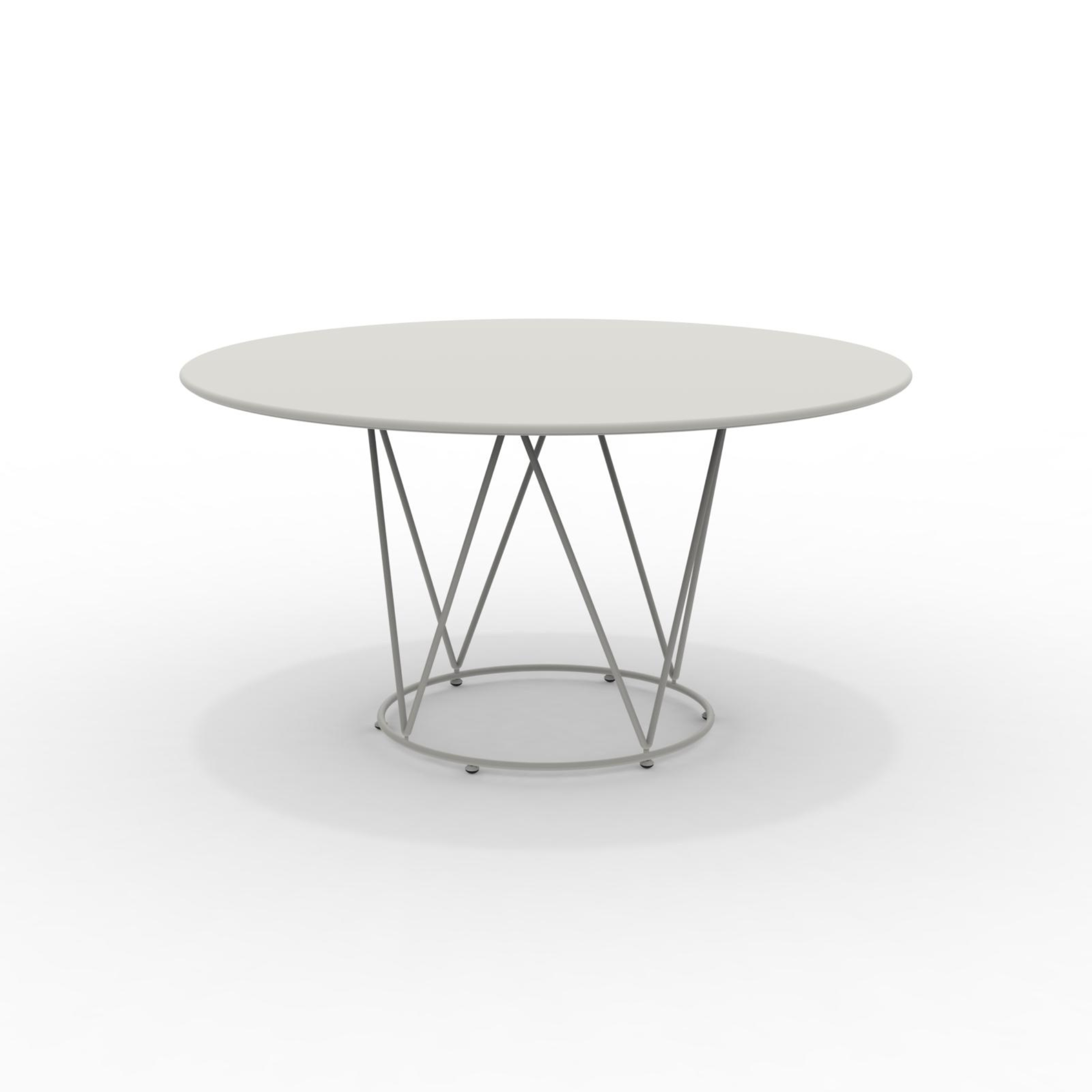 "Daisy6" round dismountable garden table in galvanized metal with pedestal