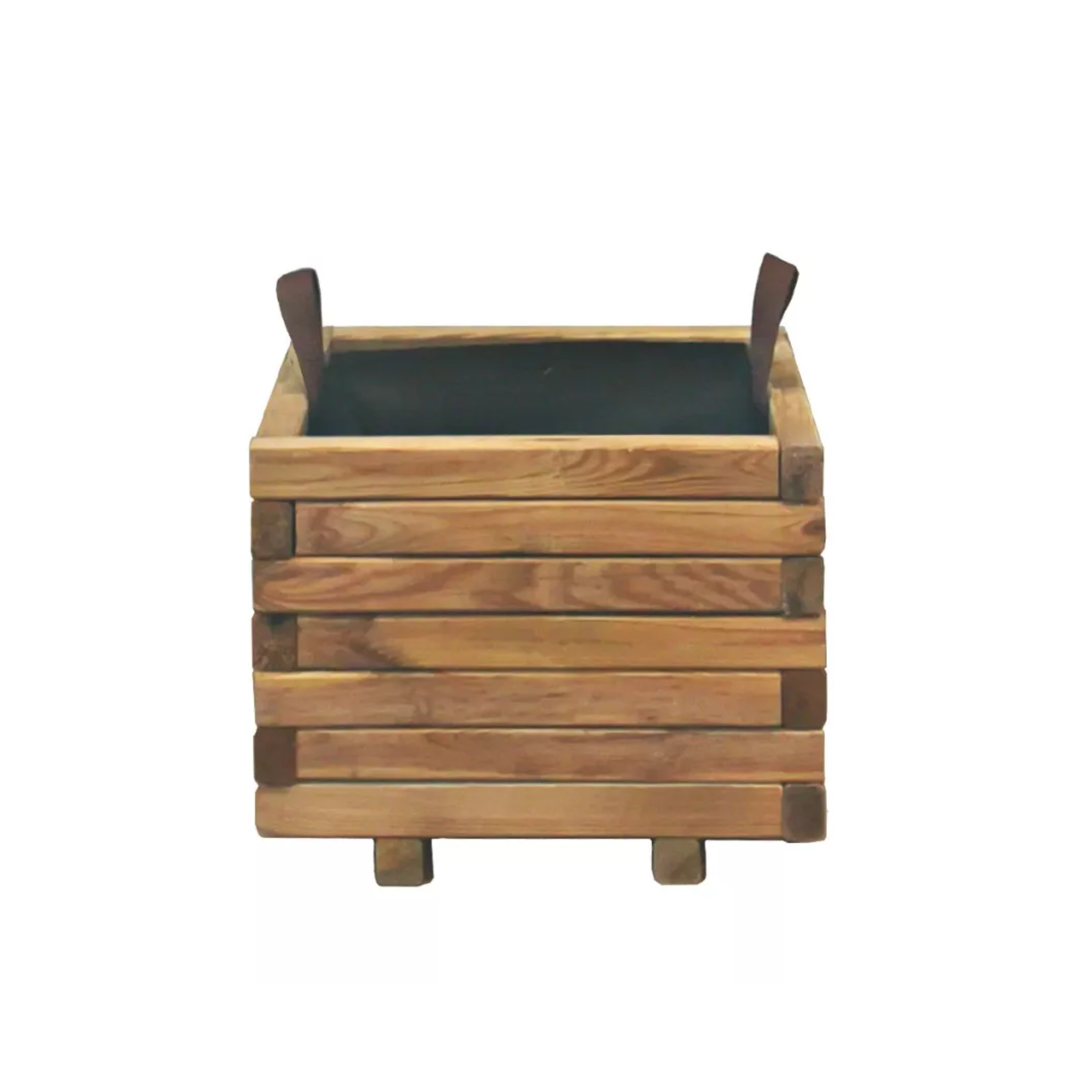 "Lady" square wooden planter for outdoors with TNT fabric, 40x40 cm, 30.5 cm high.