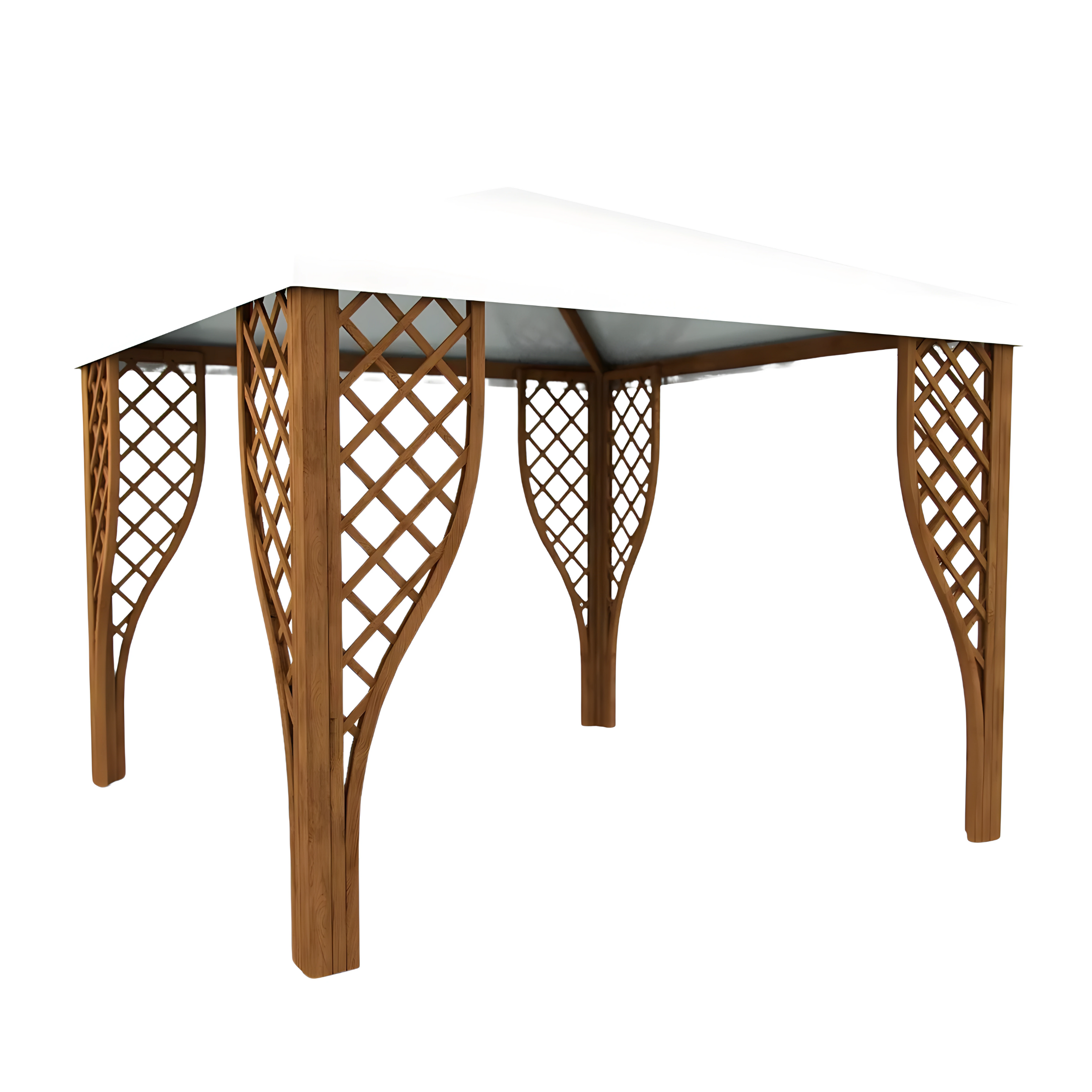 "Forest" gazebo in coniferous wood and white PVC covering with grids 300x300 cm 260h