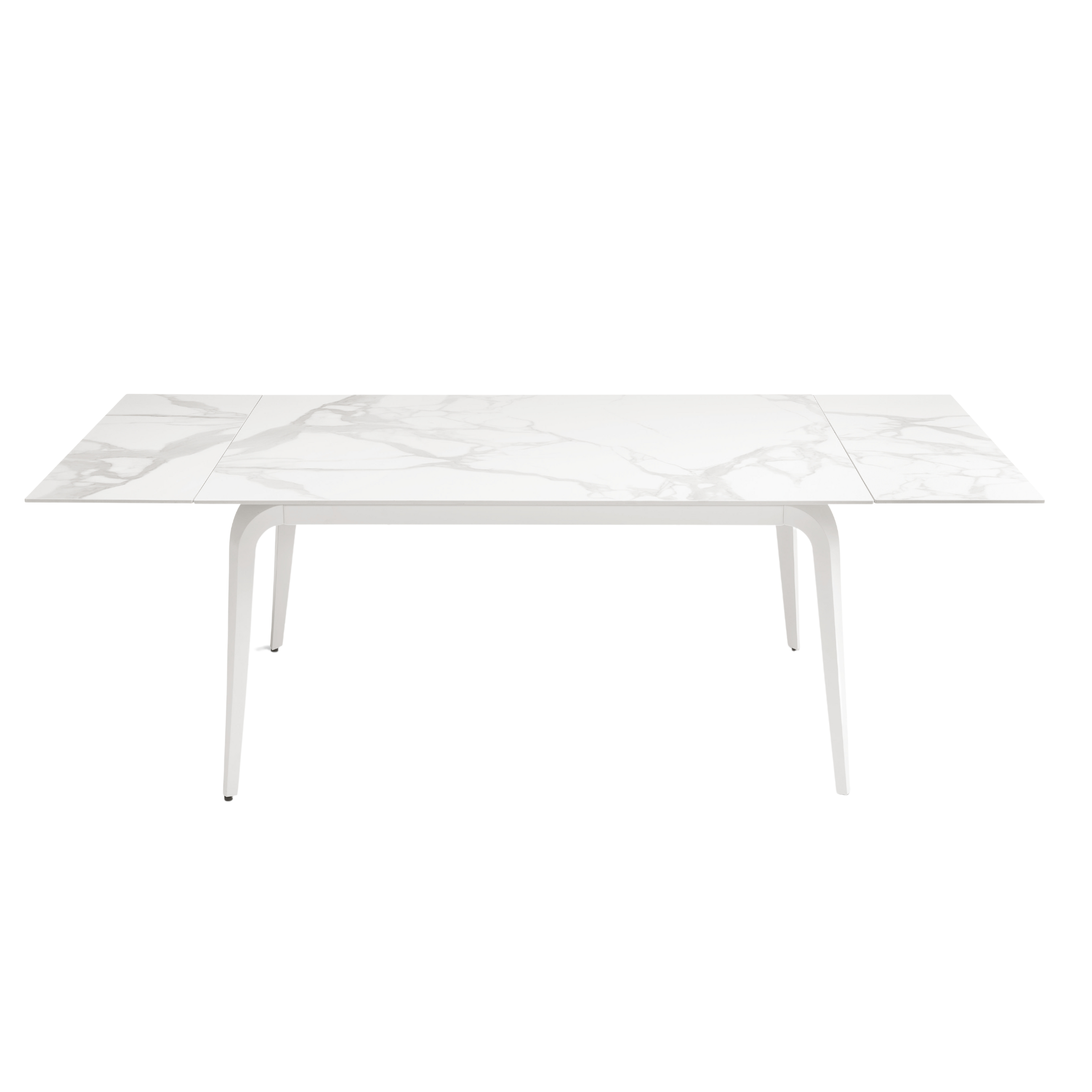 Extendable "Gedy" marble-effect table with two extensions, 160/240x90 cm, 77 cm high.