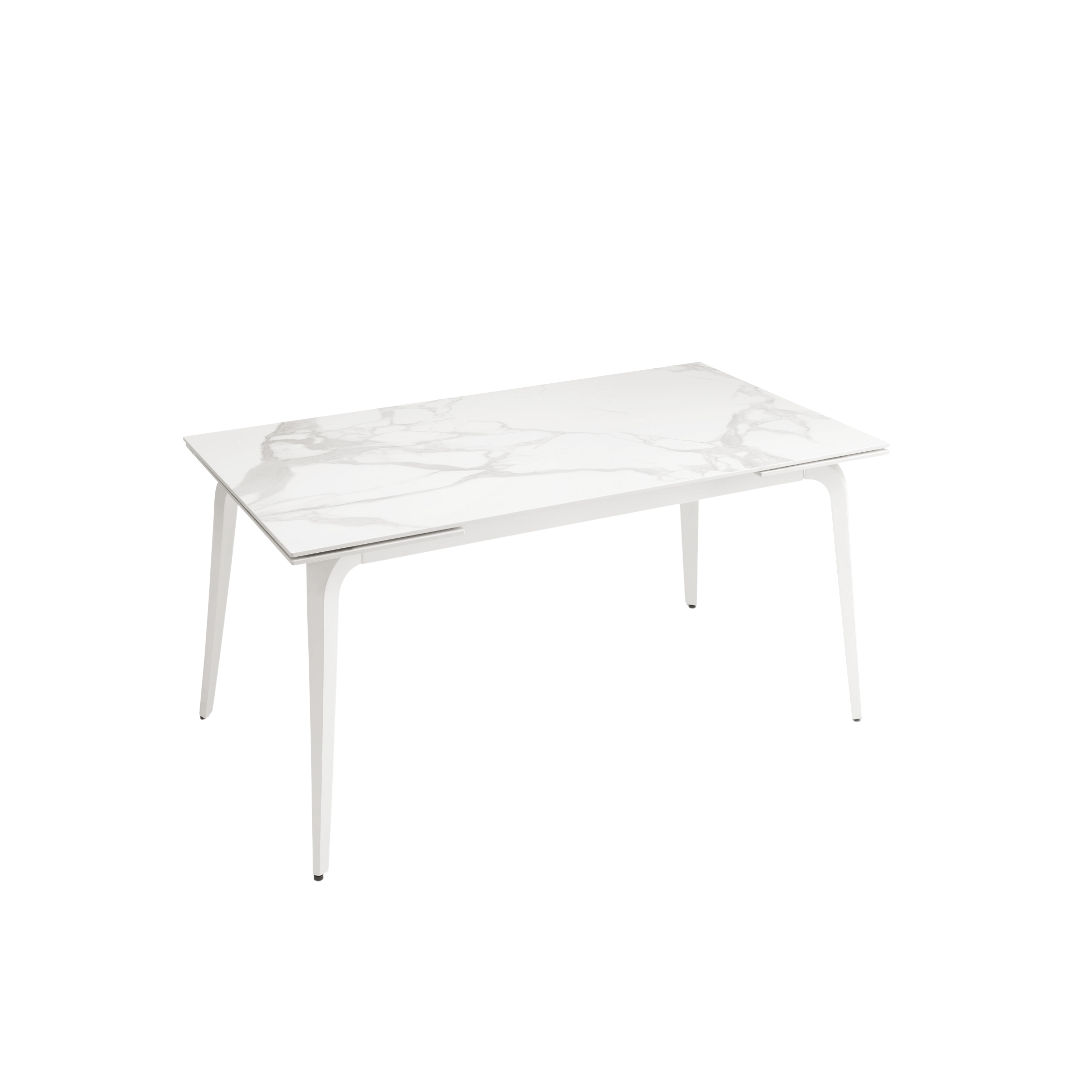Extendable "Gedy" marble-effect table with two extensions, 160/240x90 cm, 77 cm high.