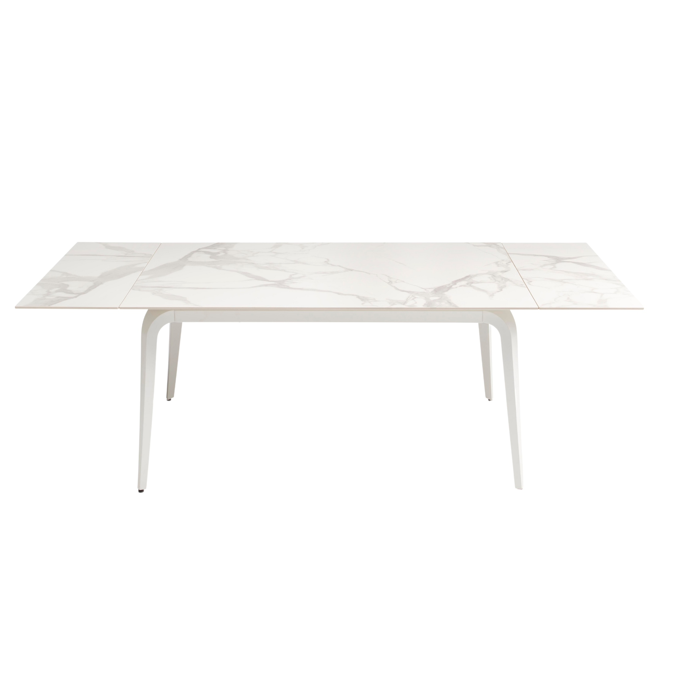 Extendable "Gedy" marble-effect table with two extensions, 160/240x90 cm, 77 cm high.