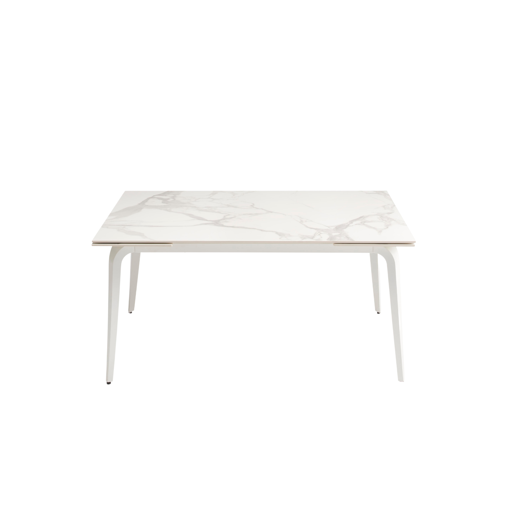 Extendable "Gedy" marble-effect table with two extensions, 160/240x90 cm, 77 cm high.